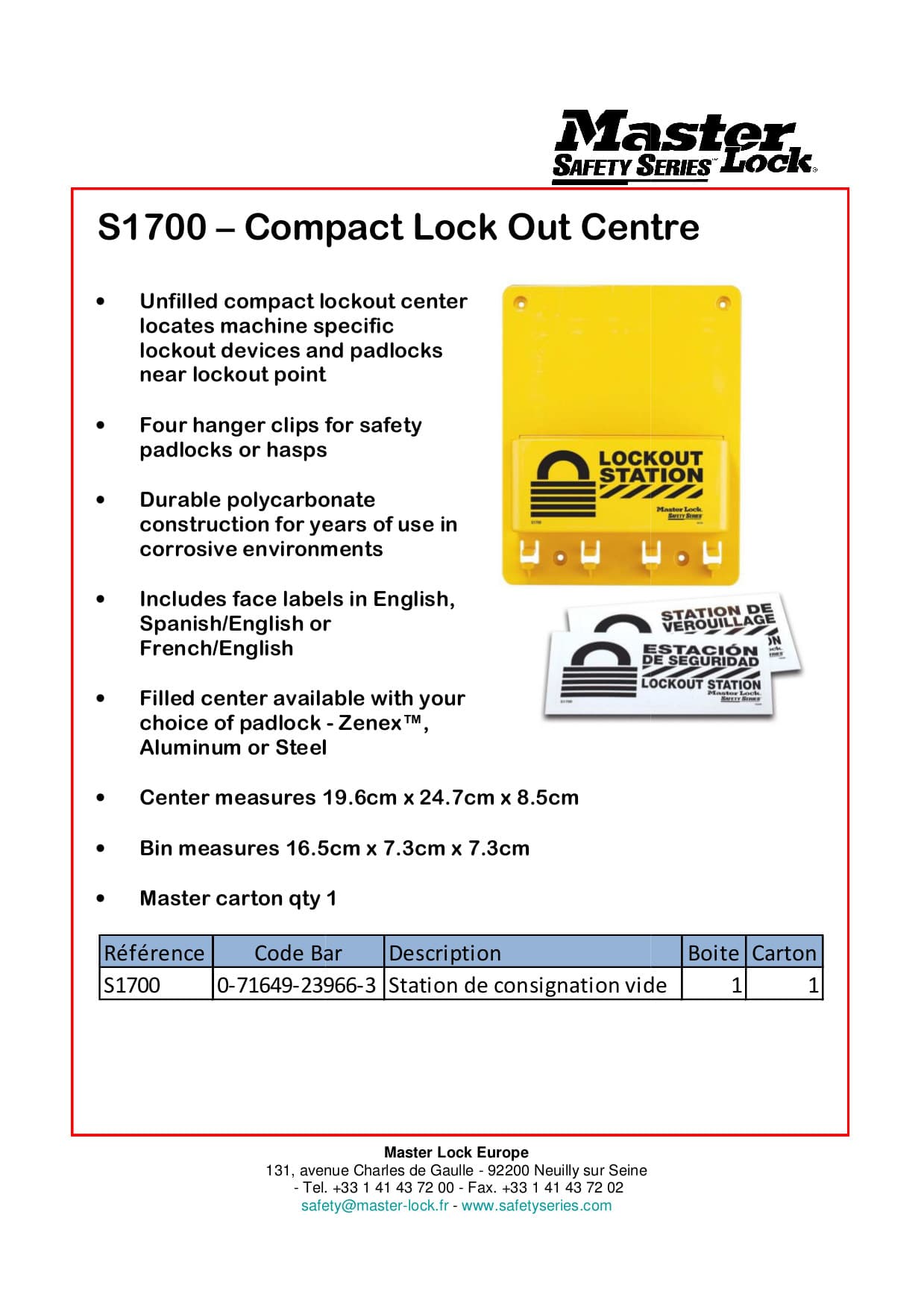 Master Lock Compact Lockout Station (Unfilled)