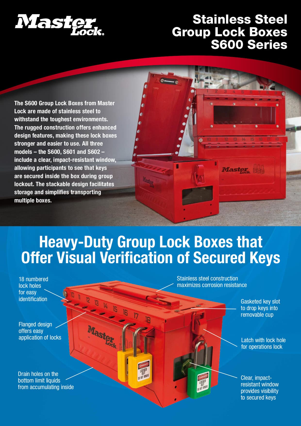 Master Lock Box Group Lockout Key Storage 55 Lock Capacity