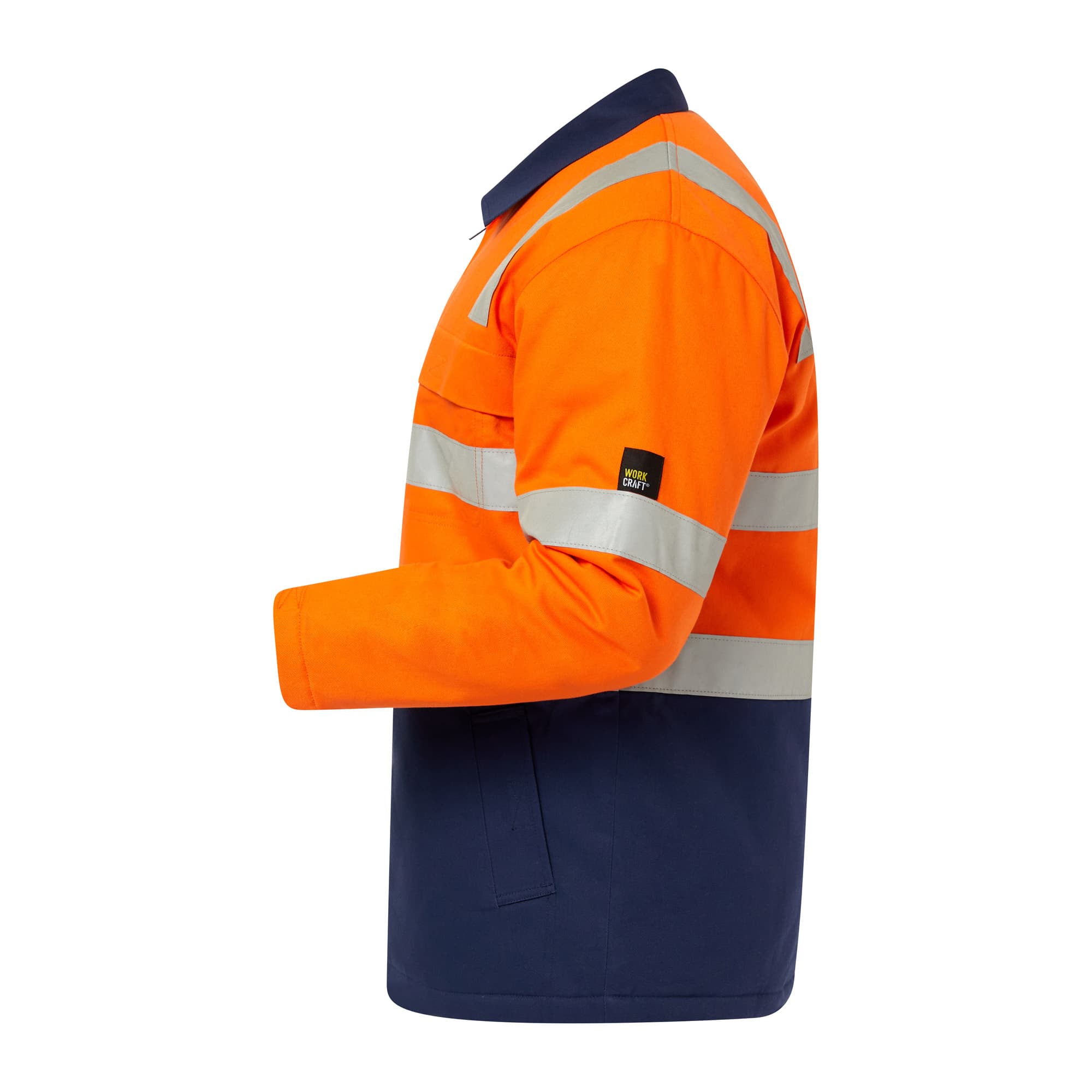 Workcraft Hivis Cotton Reflective Jacket (Navy/Orange)