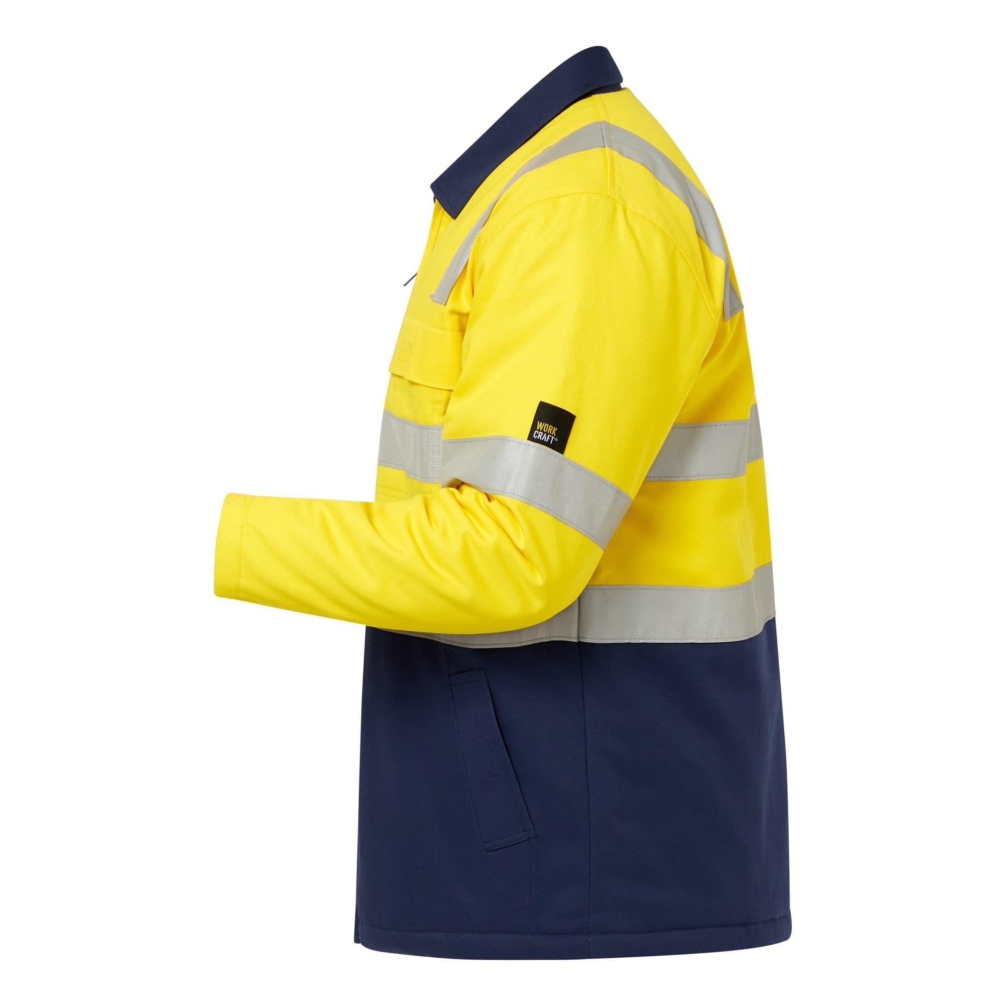 Workcraft Hivis Cotton Reflective Jacket (Navy/Yellow)