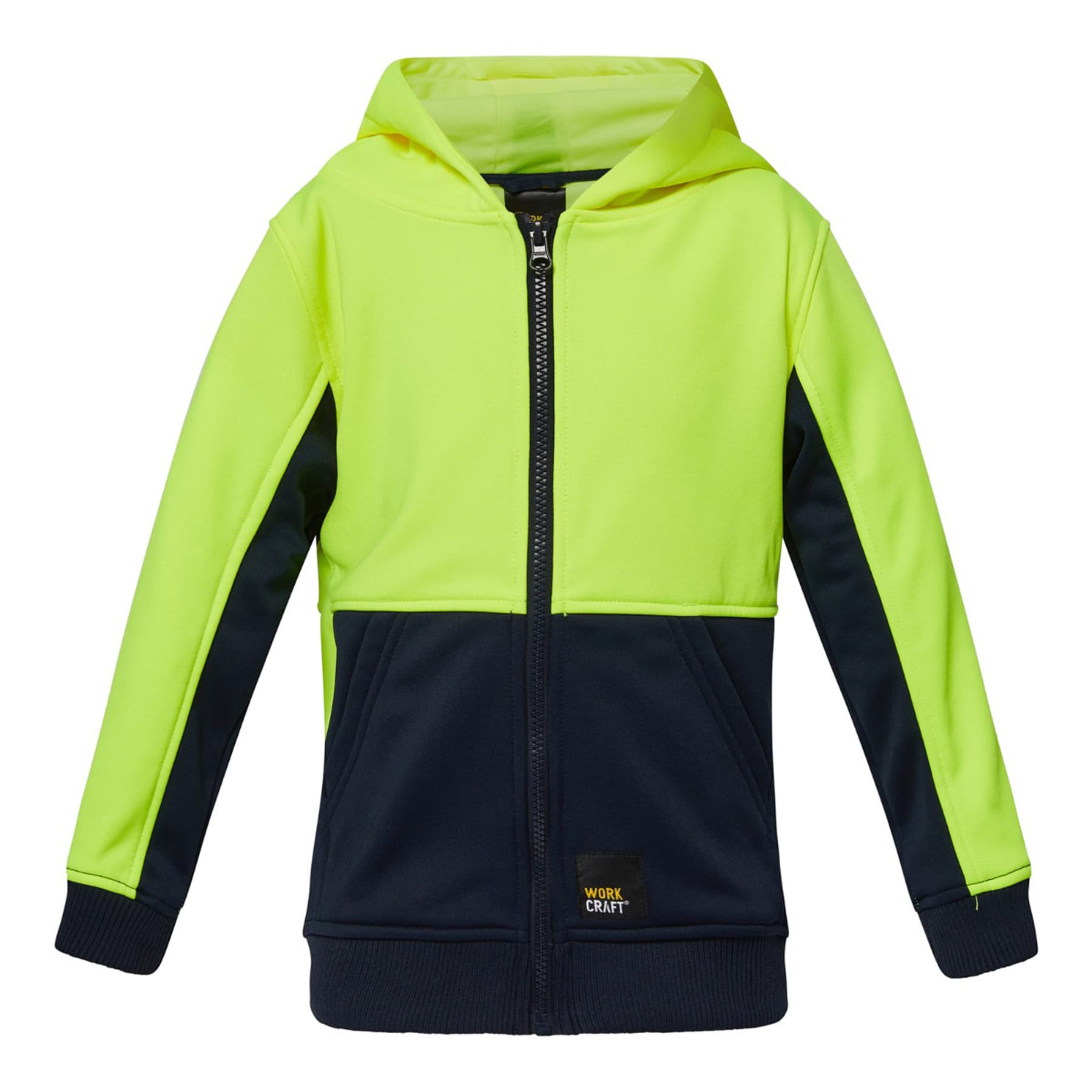 Workcraft Hi Vis Kids Hoodie (Navy/Yellow)