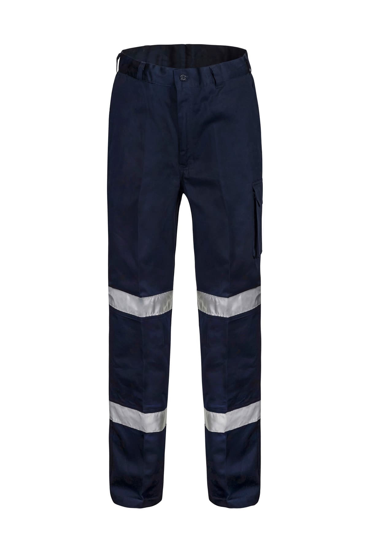 Workcraft Reflective Mid-Weight Cargo Cotton Drill Trouser-Long (Navy, Long Size)