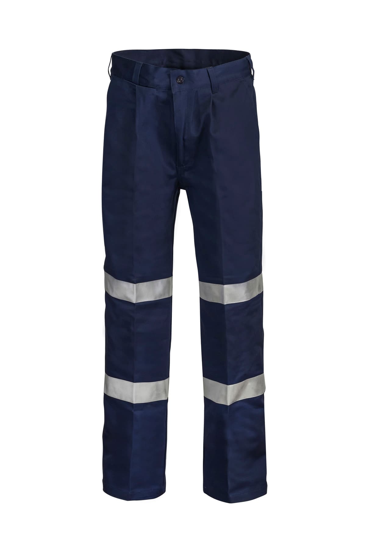 Workcraft Reflective Single Pleat Cotton Drill Trouser (Navy, Long Size)