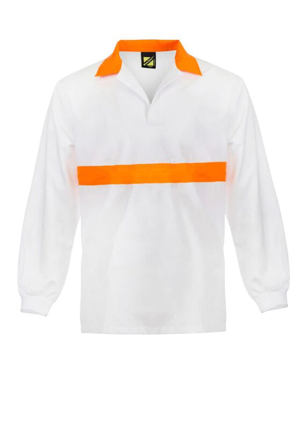 Workcraft Long Sleeve Food Industry Jacshirt With Contrast Collar And Chestband (White/Orange)