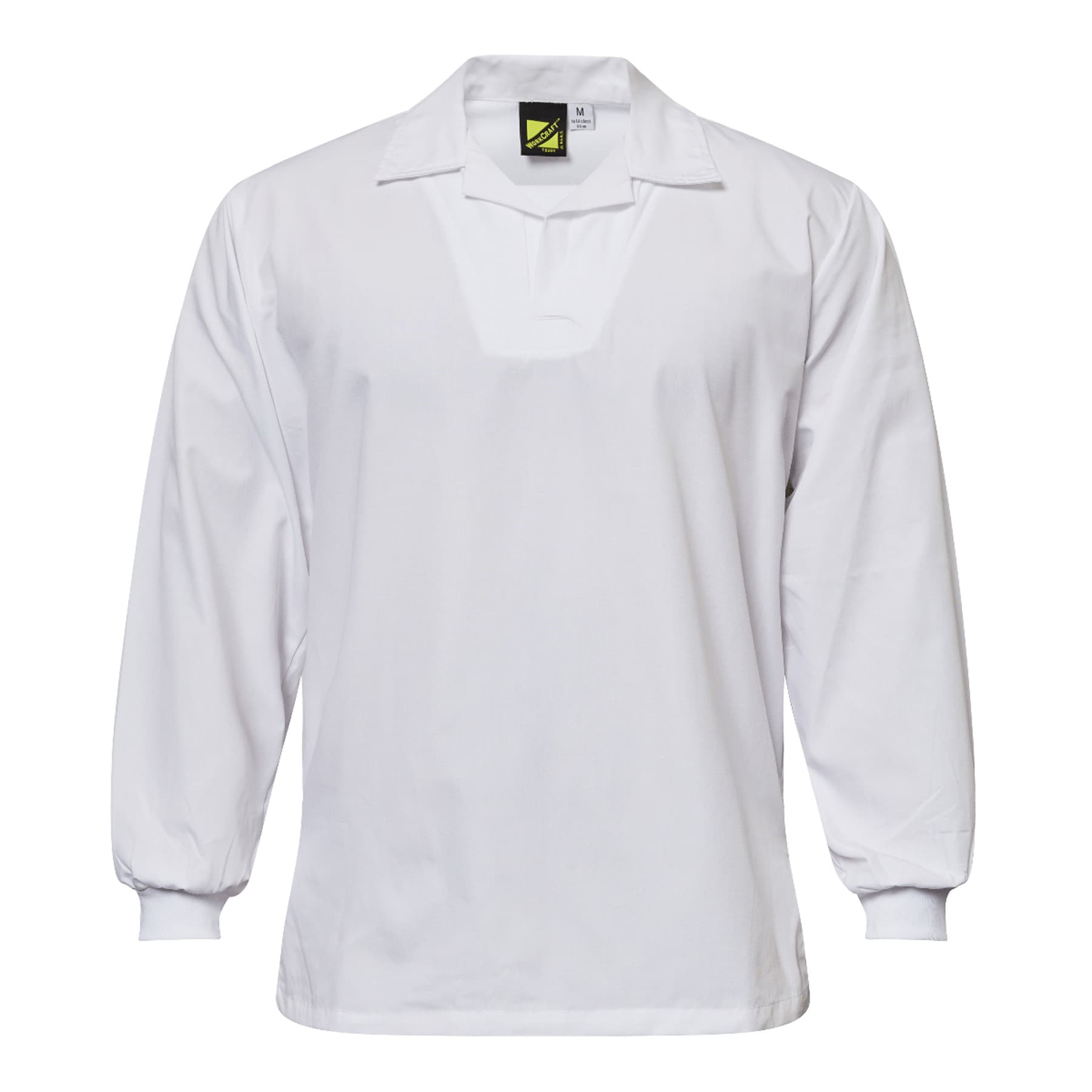 Workcraft Long Sleeve Food Industry Jacshirt With Modesty Neck Insert (White)