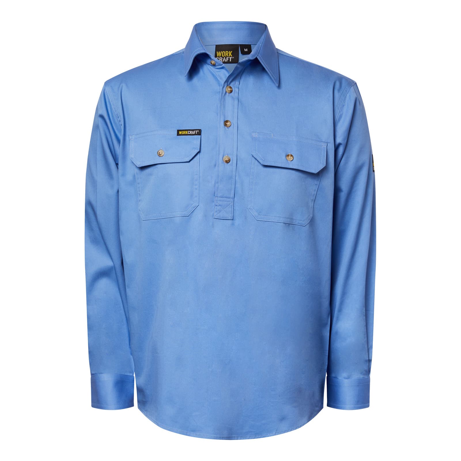 Workcraft Lightweight Long Sleeve Closed Front Cotton Drill Shirt (Regatta)