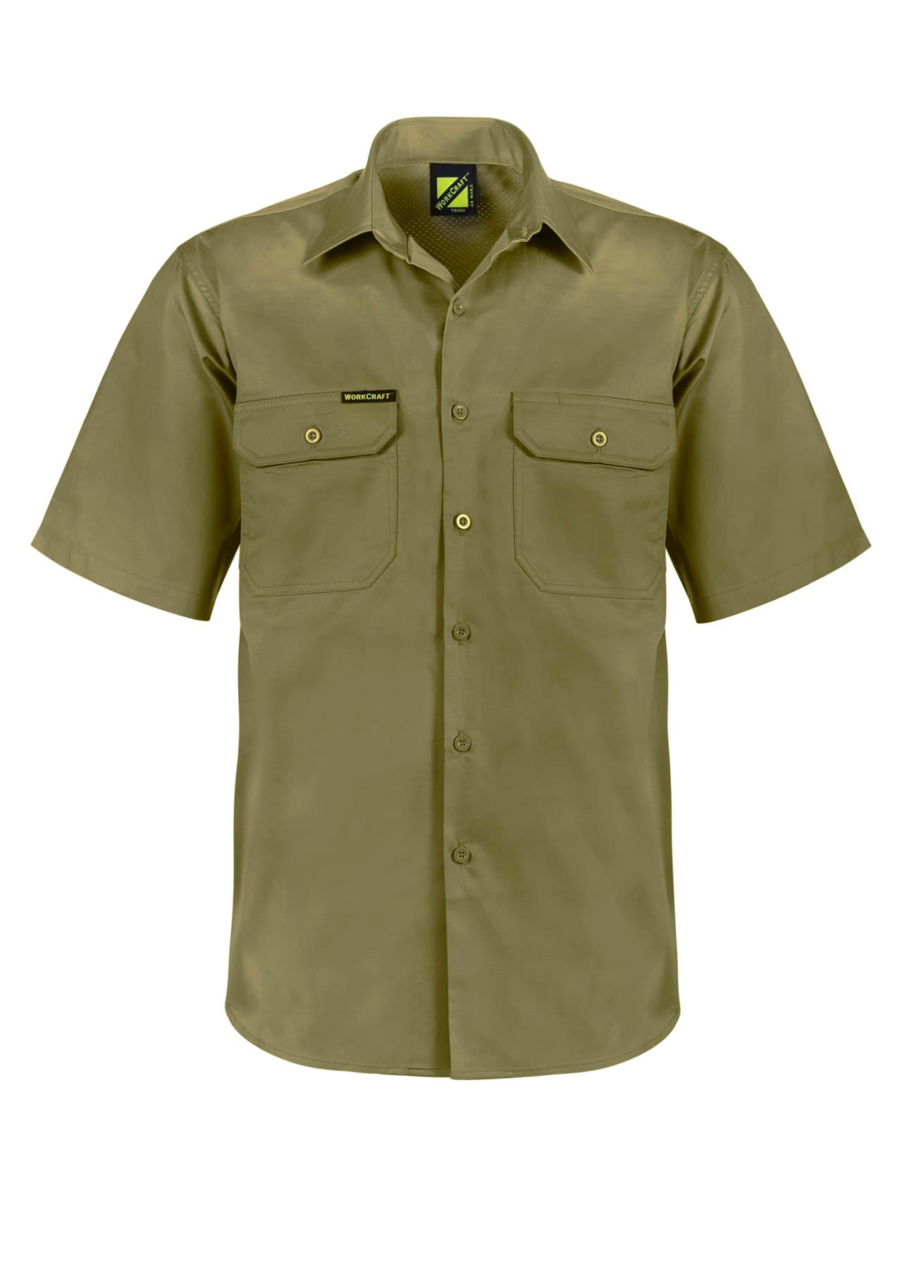 Workcraft Lightweight Short Sleeve Vented Cotton Drill Shirt (Khaki)