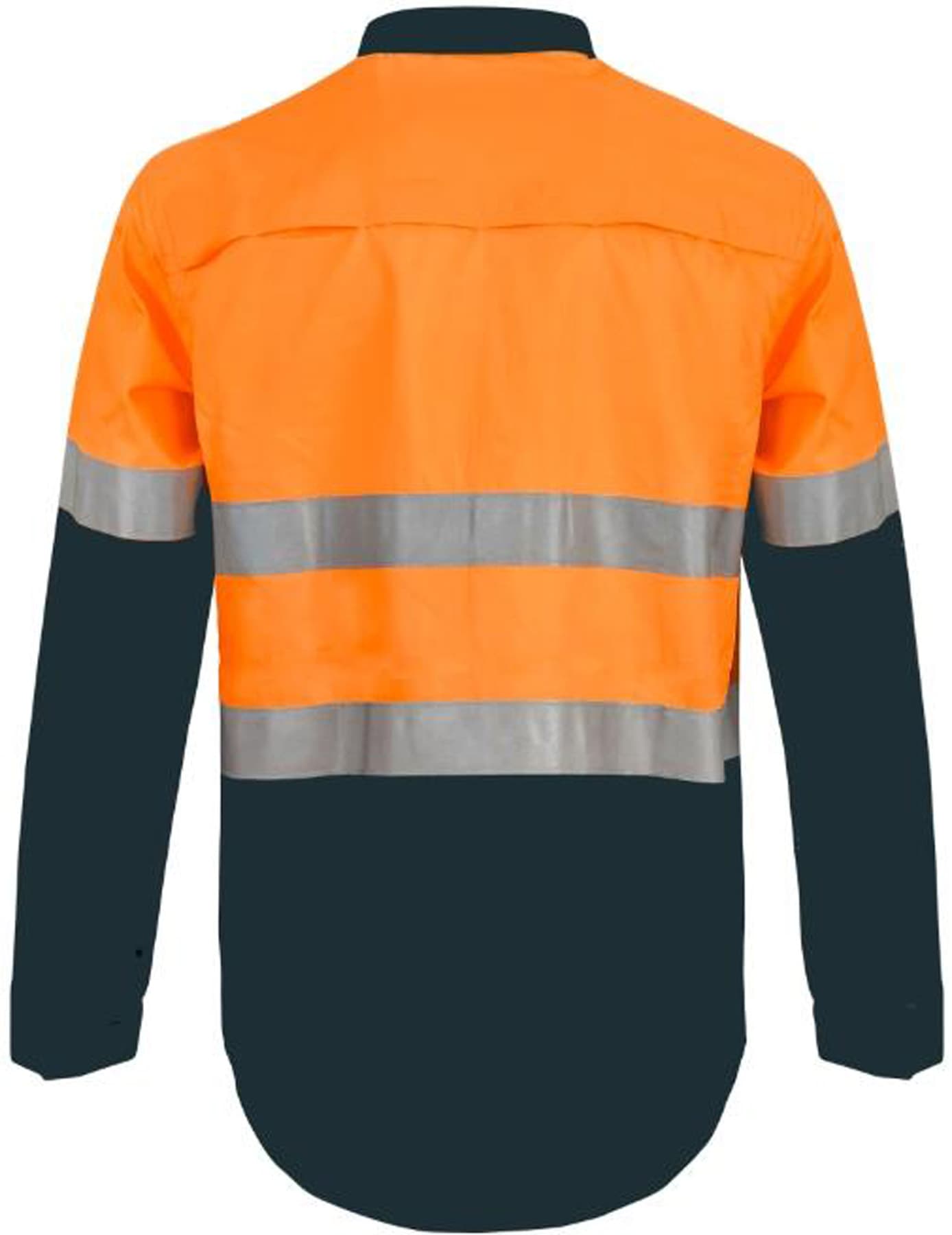 Workcraft Lightweight Hi Vis Closed Front Vented Cotton Drill Reflective Shirt With Semi Gusset Sleeves (Navy/Orange)