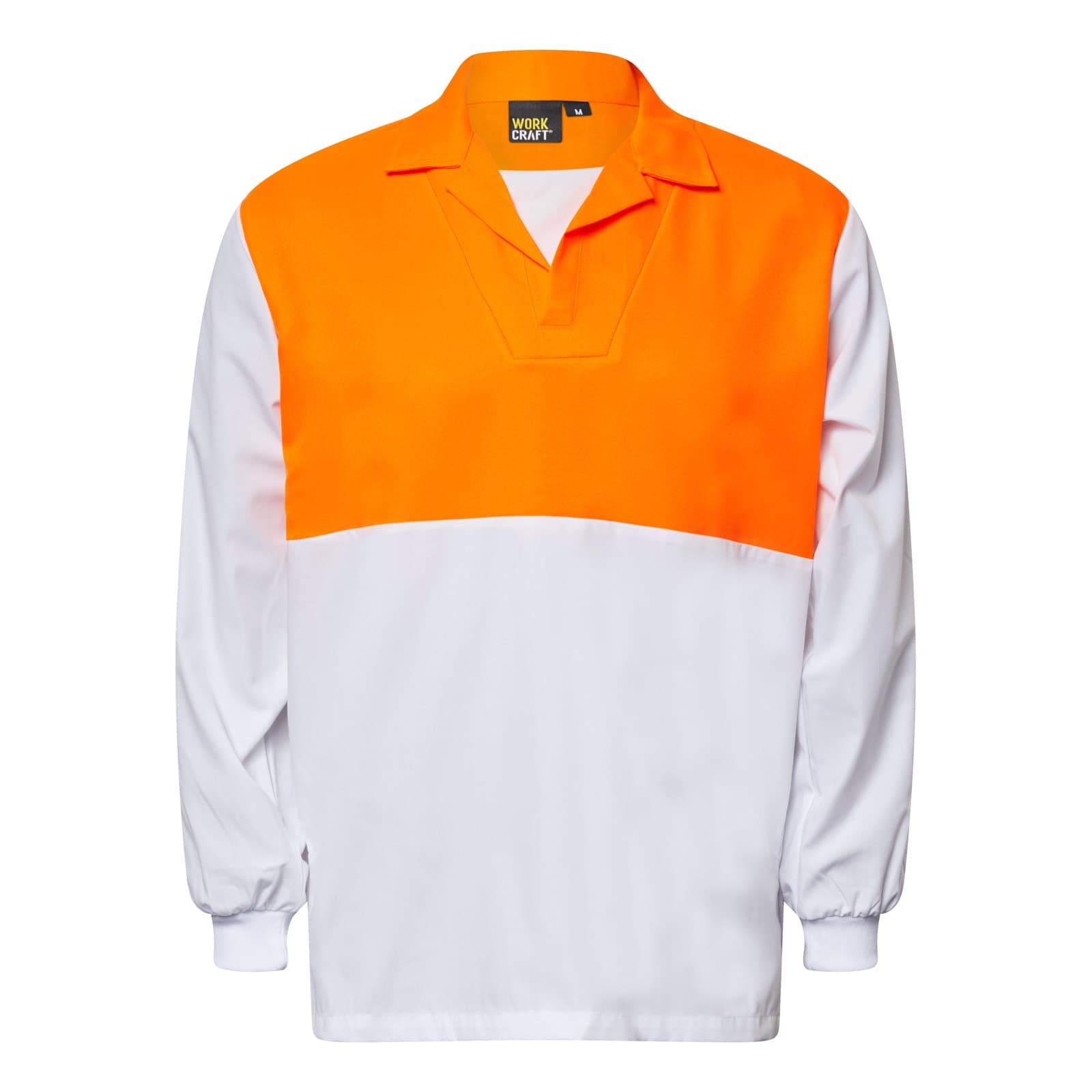 Workcraft Long Sleeve Food Industry Jacshirt With Modesty Insert (White/Orange)