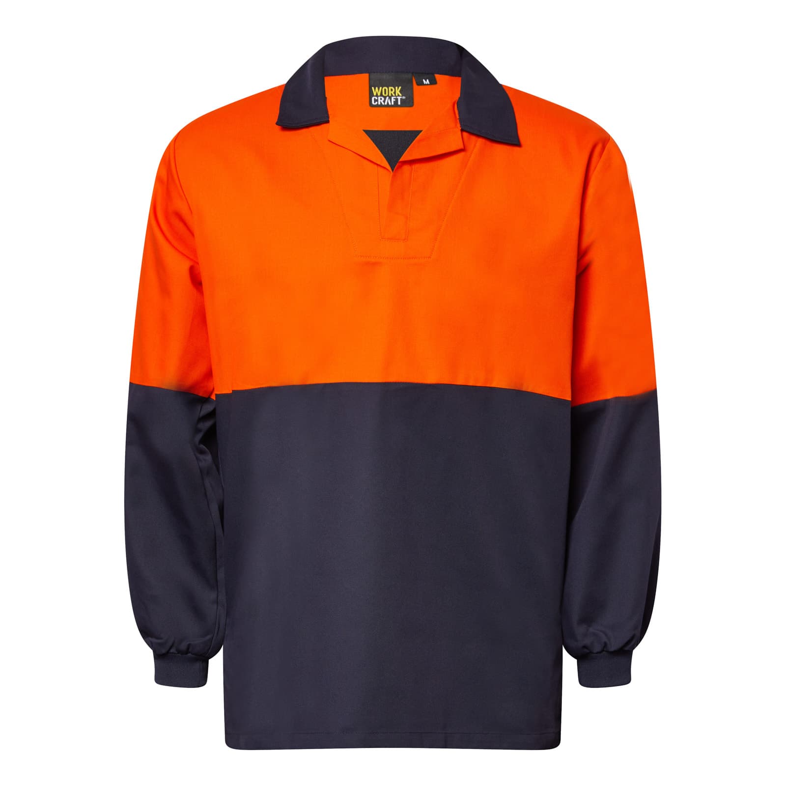Workcraft Long Sleeve Food Industry Jacshirt With Modesty Insert (Navy/Orange)