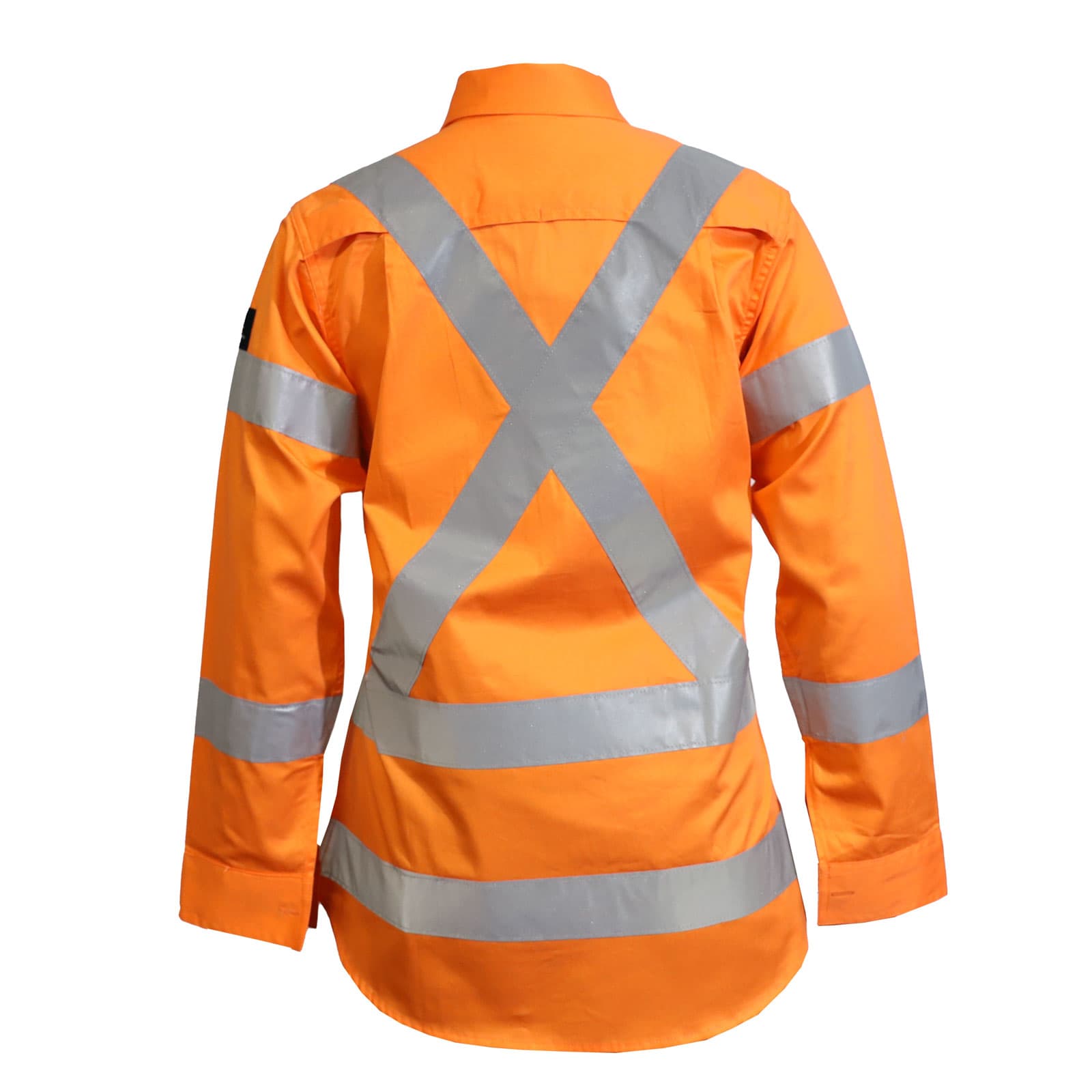 Workcraft Ladies Lightweight Hi Vis Long Sleeve Vented Reflective Shirt With X Pattern-Nsw Rail Compliant (Hi Vis Orange)