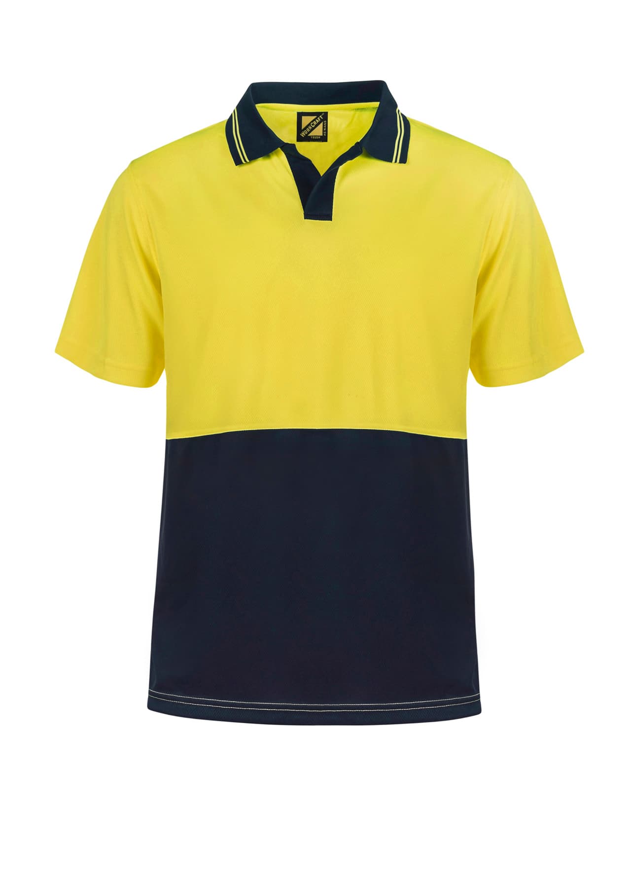 Workcraft Hi Vis Short Sleeve Food Industry Micromesh Polo (Navy/Yellow)
