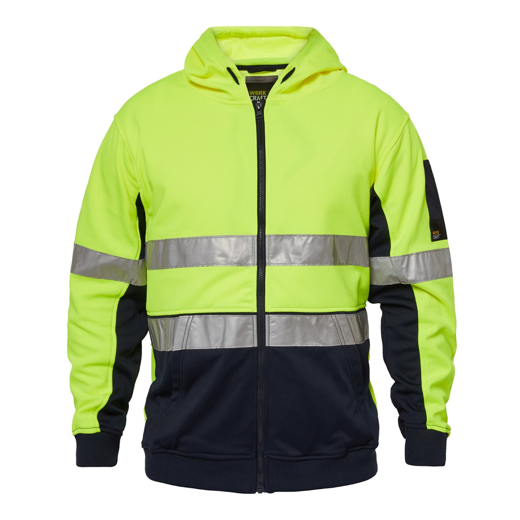 Workcraft Hi Vis Reflective Hoodie (Navy/Yellow)