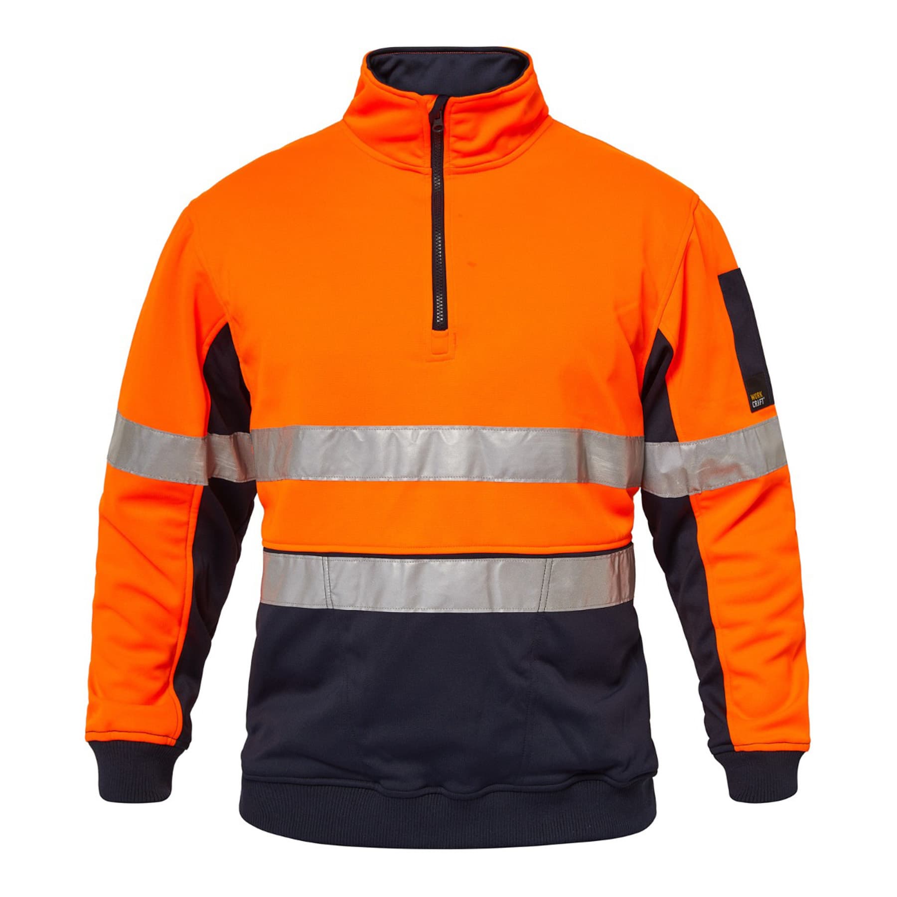 Workcraft Hi Vis Half Zip Reflective Pullover (Navy/Orange)