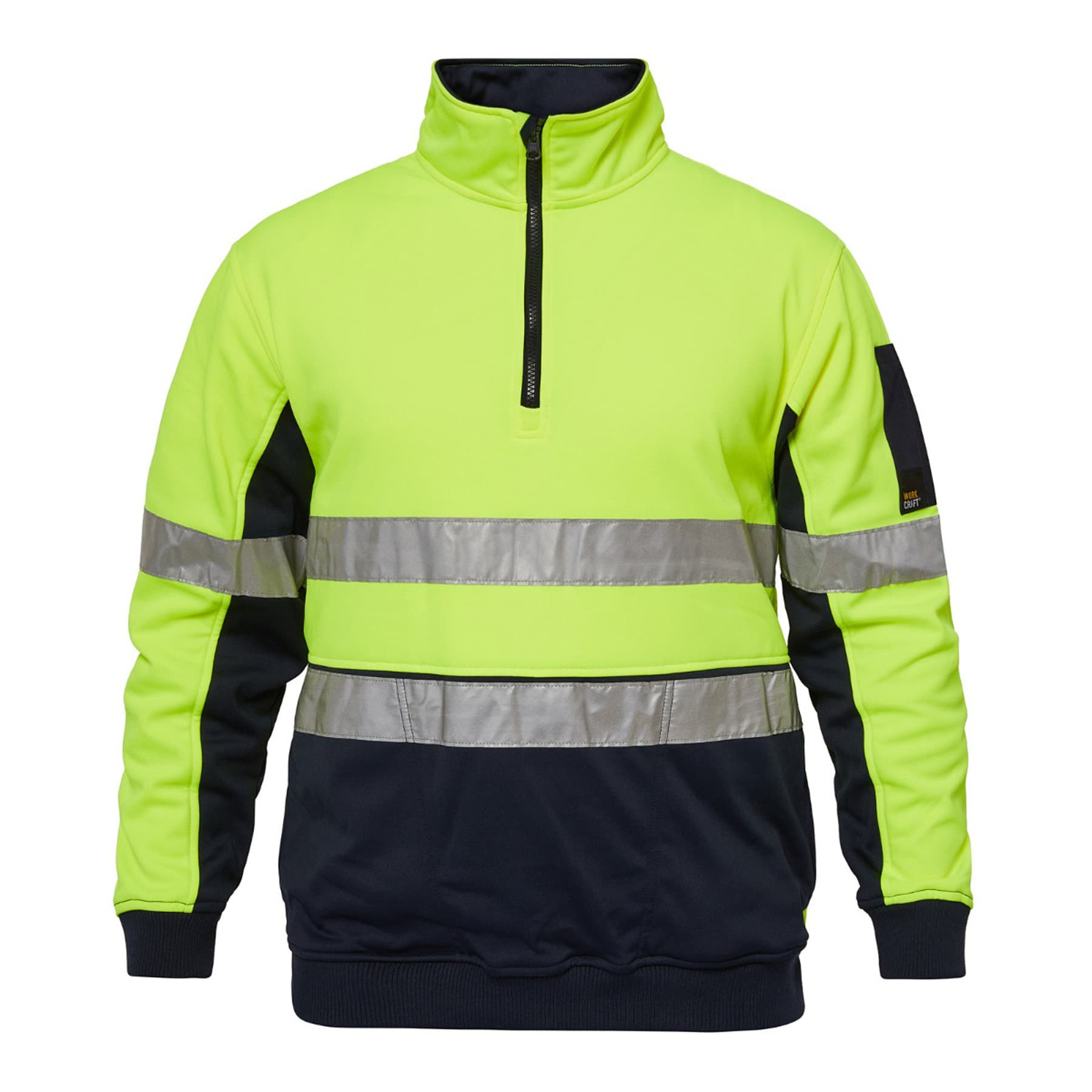 Workcraft Hi Vis Half Zip Reflective Pullover (Navy/Yellow)