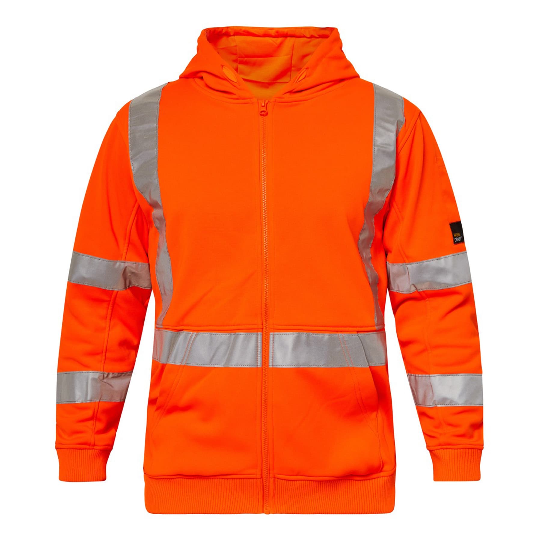 Workcraft Hi Vis Zip Hoodie With Reflective X Pattern (Orange)
