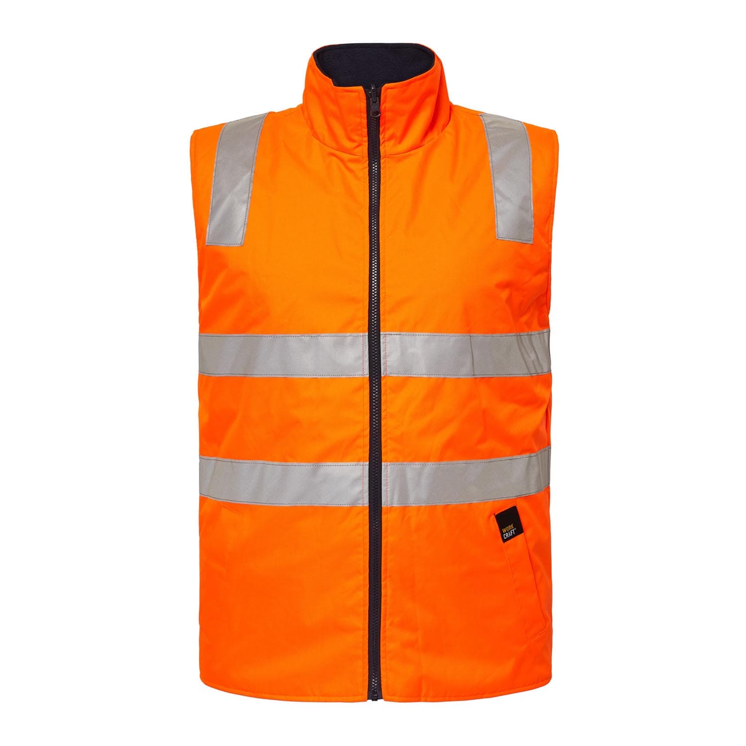 Workcraft Hi Vis Reversible Fleece Reflective Vest (Navy/Orange)