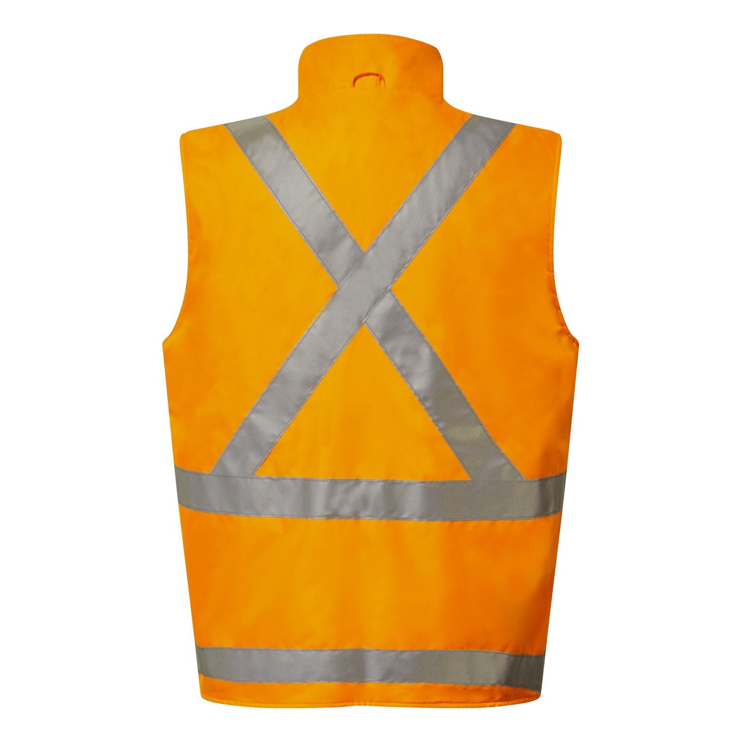 Workcraft Nsw Rail Hi Vis Reversible Fleece Reflective Vest With X-Pattern Tape (Hi Vis Orange)