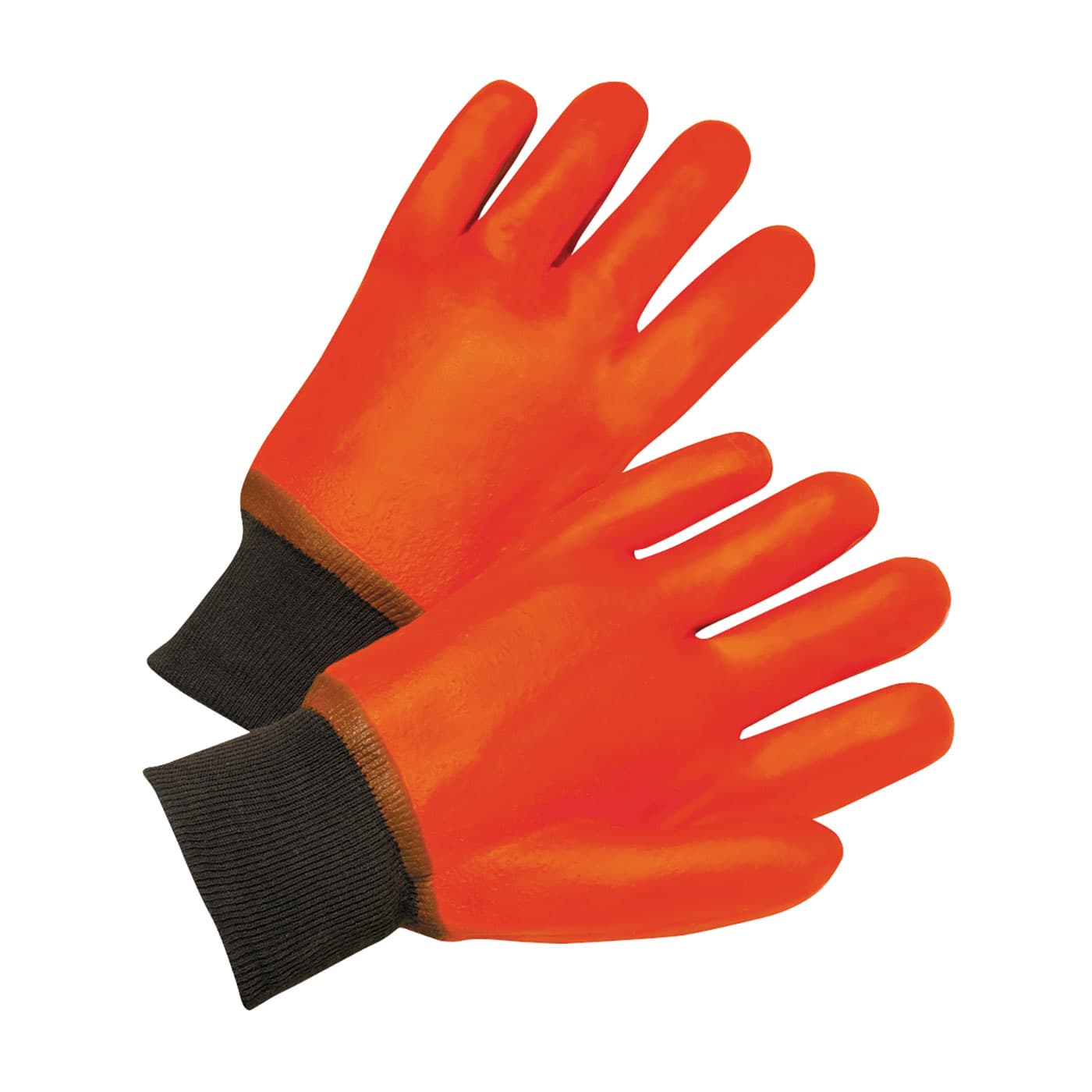 PVC Dipped Glove with Jersey Liner and Smooth Finish - Insulated & Waterproof, Hi-Vis Orange (1007OR) - L