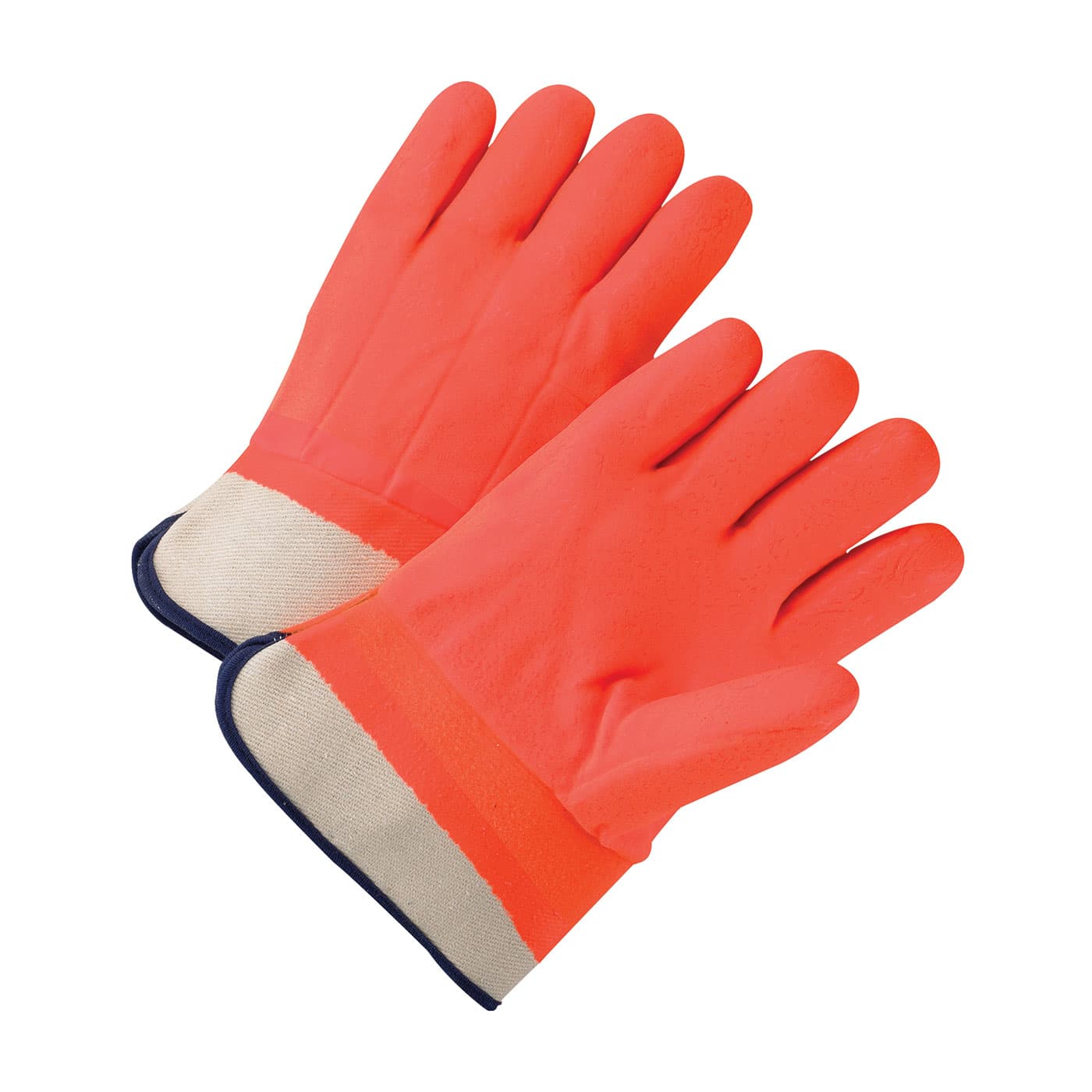 PVC Dipped Glove with Jersey Liner and Rough Finish - Insulated & Waterproof, Hi-Vis Orange (1017ORF) - L