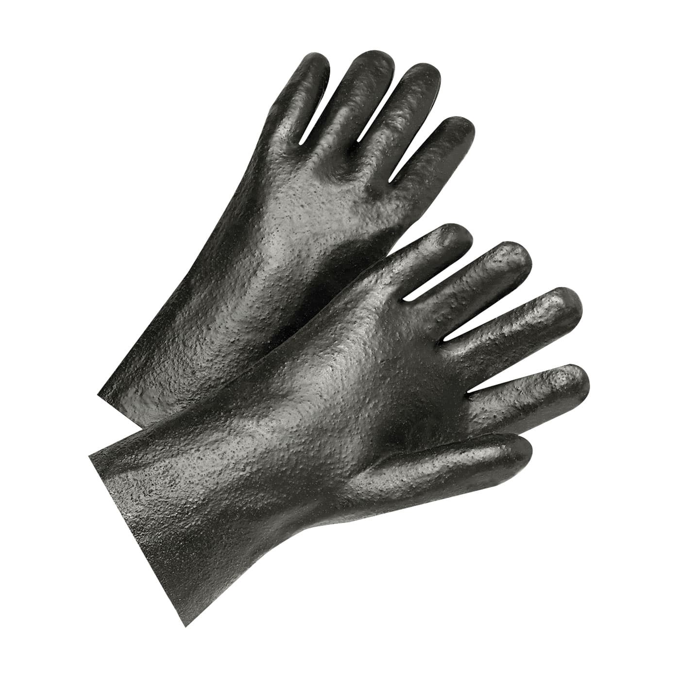 PVC Dipped Glove with Interlock Liner and Semi-Rough Finish - 10" Length, Black (1017R) - L