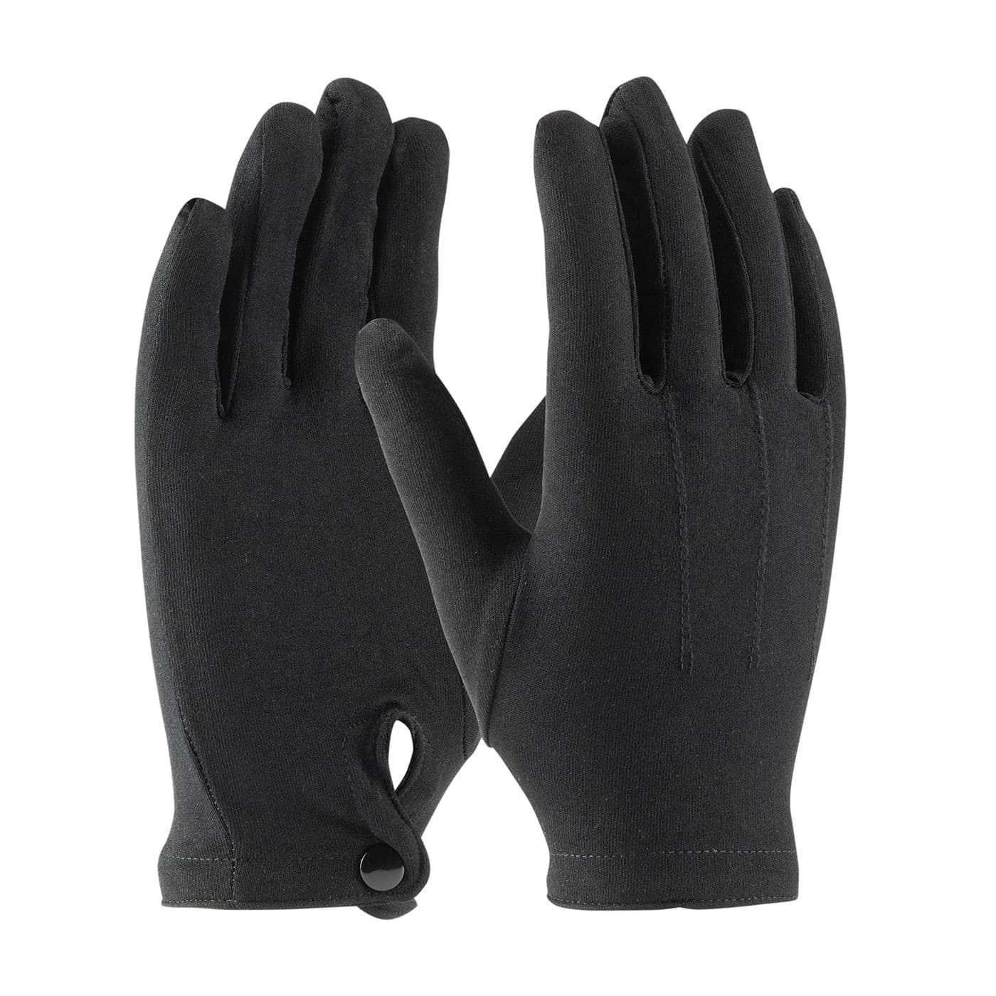 100% Stretch Nylon Dress Glove with Raised Stitching on Back - Snap Closure, Black (130-650BM) - MENS