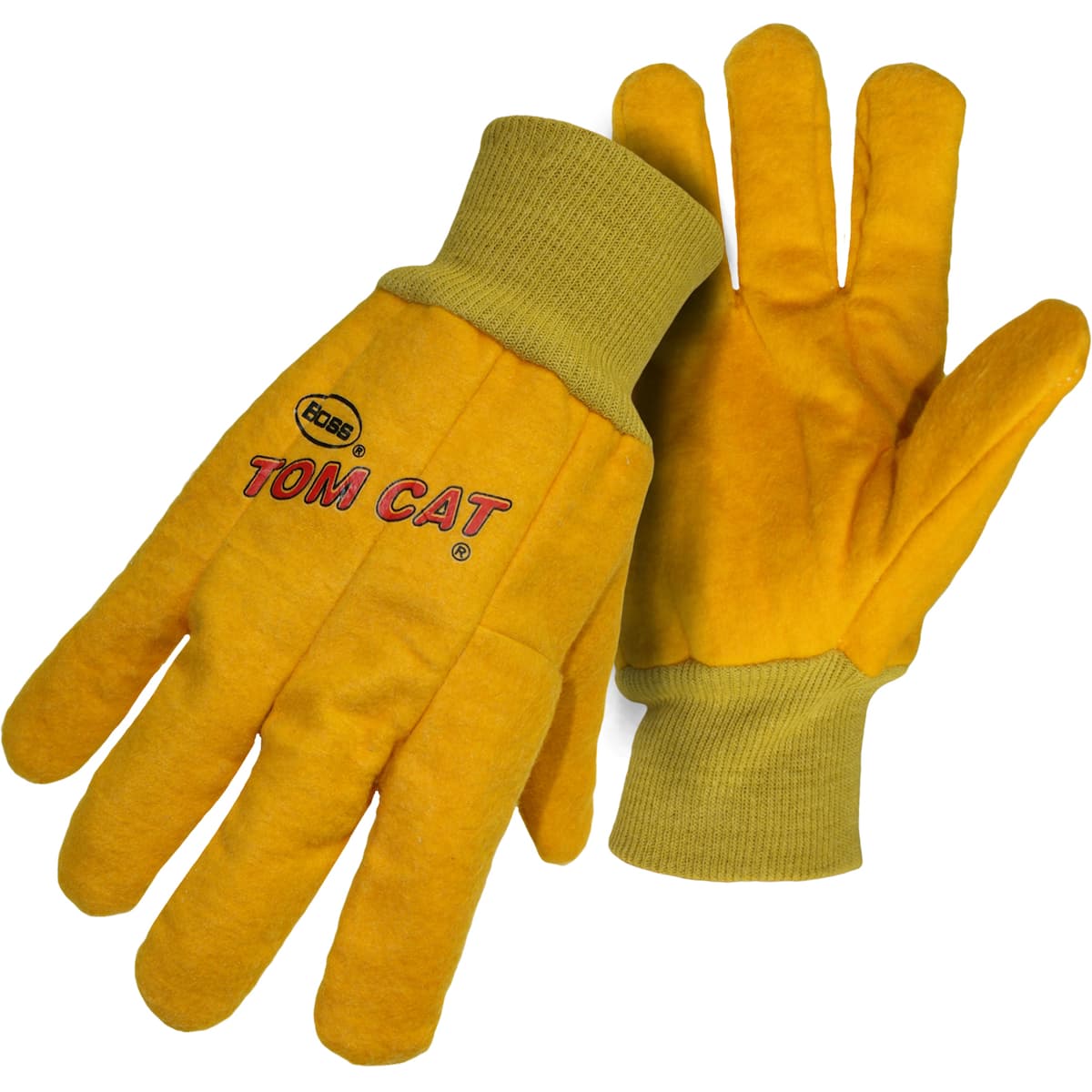 Premium Grade Chore Glove with Single Layer Palm, Single Layer Back and Nap-Out Finish - Knit Wrist, Gold (1BC0341) - L