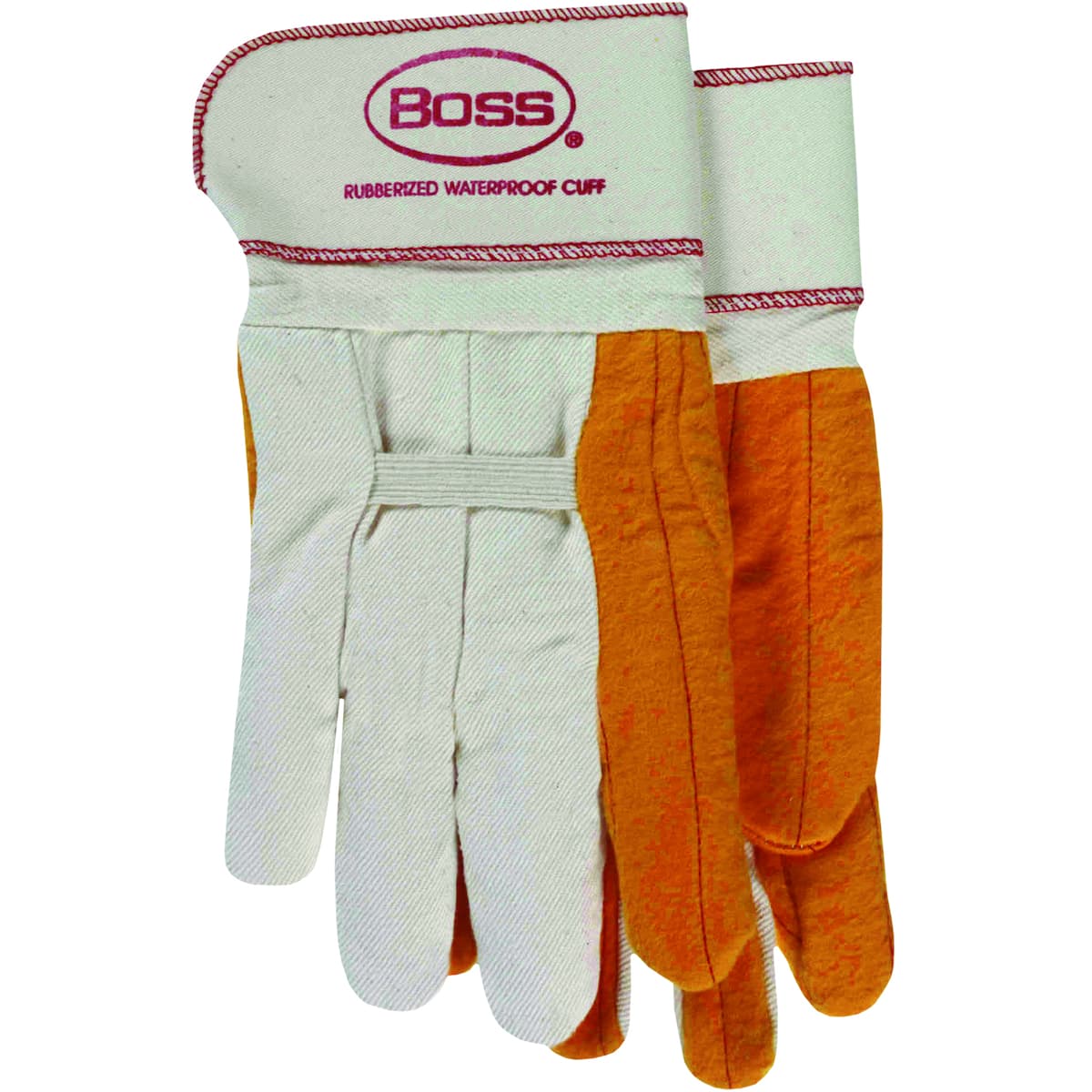 Regular Grade Chore Glove with Double Layer Palm, Cotton Back and Nap-Out Finish - Rubberized Safety Cuff, White (1BC28372) - L_0