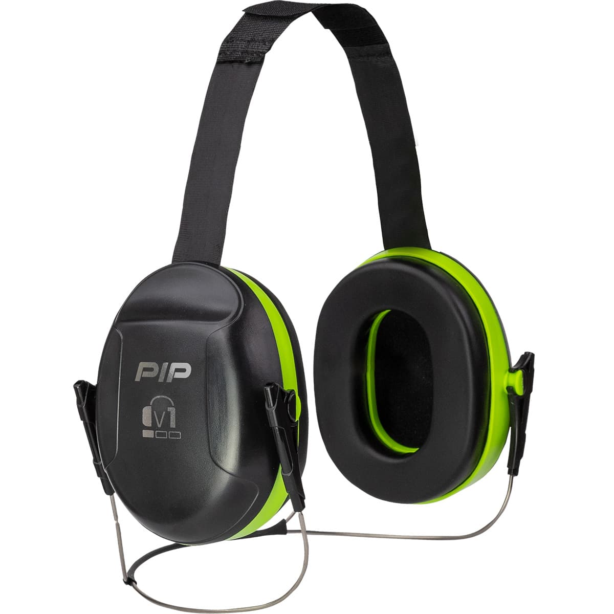 Wire Neckband Ear Muff, 23 Db Nrr,Neon Green/Blk., Os Os