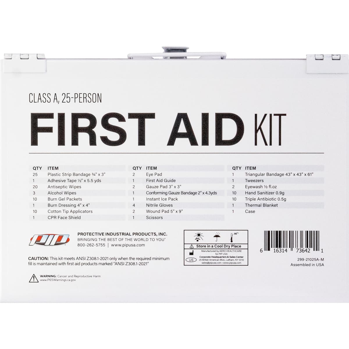 ANSI Class A Waterproof First Aid Kit - 25 Person, White (299-21025A-M) - KIT