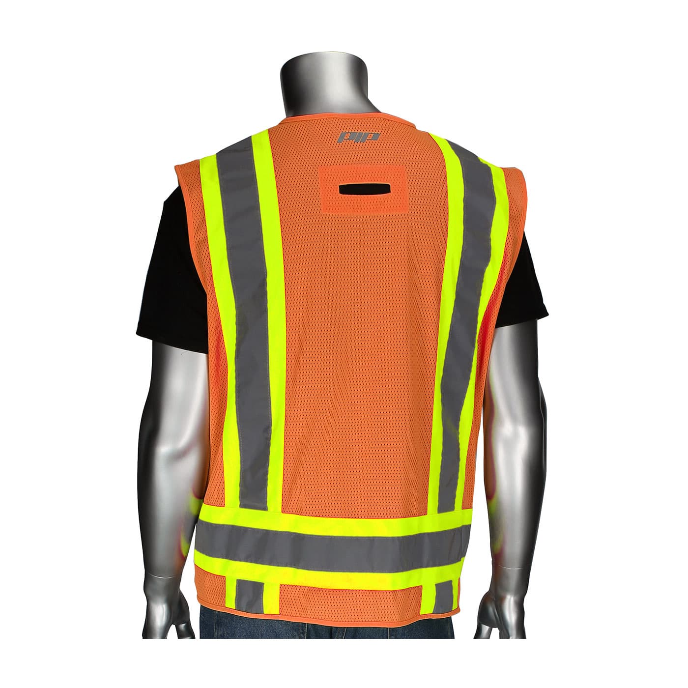 Type R Class 2 Mesh/Solid Vest W/D- Ring & Id, 11 Pockets, Two Tone, Or