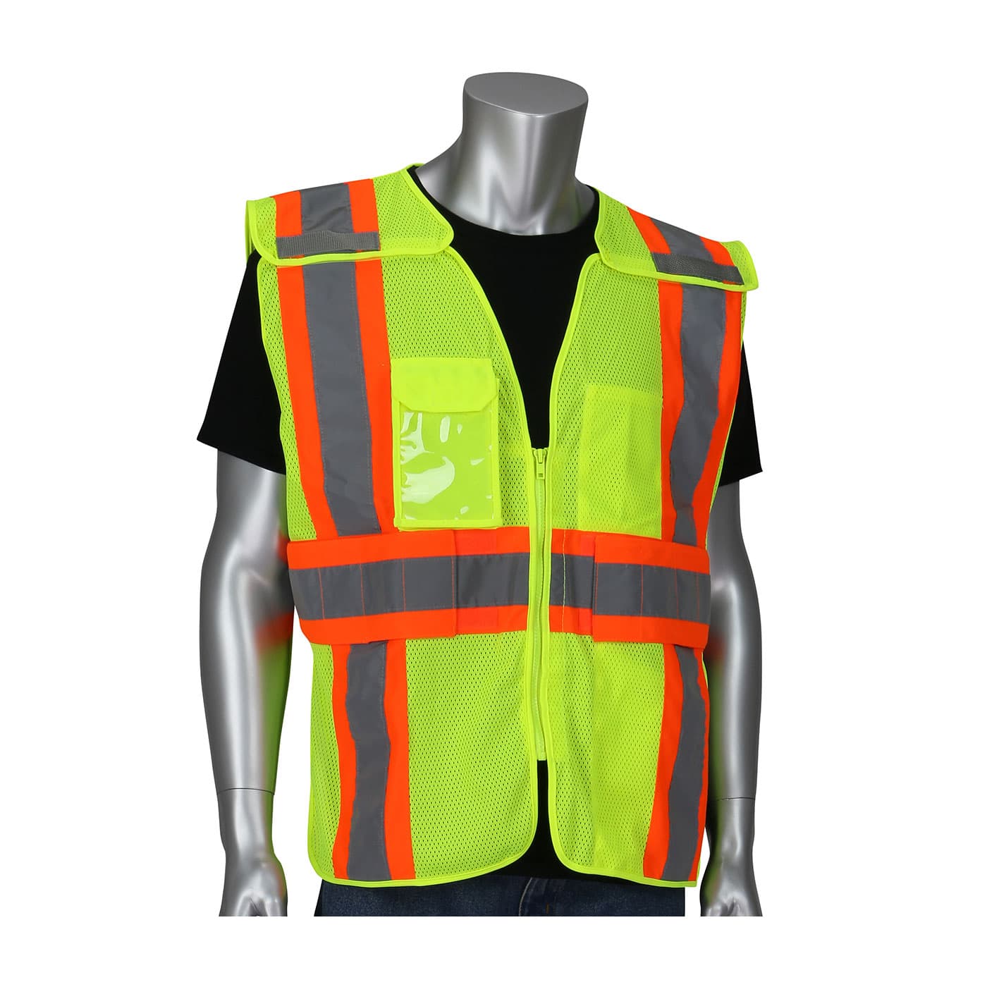 Ansi 107 R2 Expandable Breakaway Mesh Vest, Zipper, Mic Tabs, Or