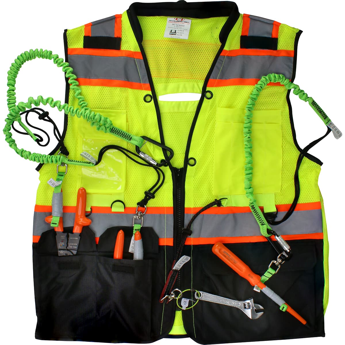 R3 Hi Vis Ripstop/Mesh Tethering Vest, Zipper, Two Tone Tape