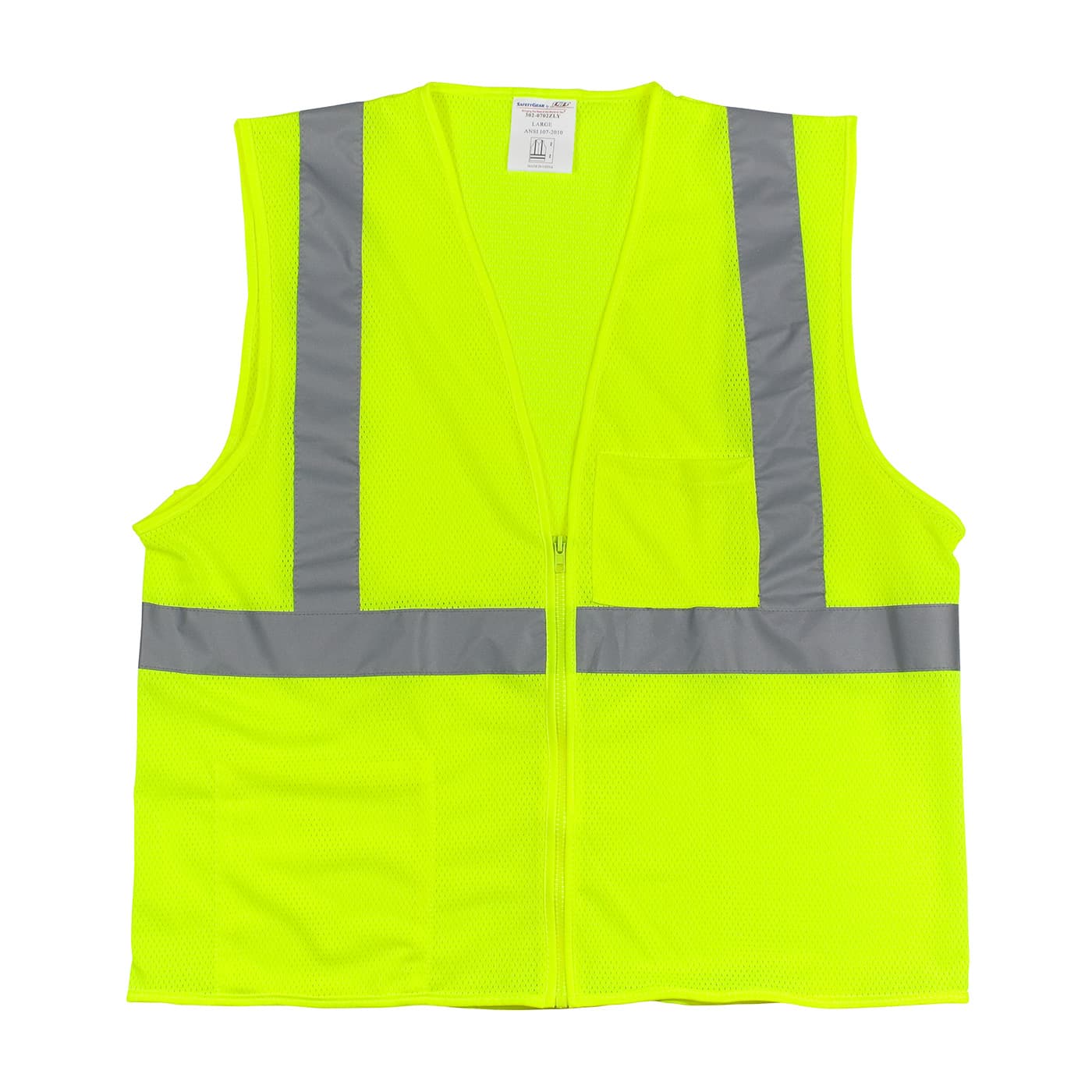 Class 2 Mesh Vest, 2 Pockets, Zipper Closure, 2In. Tape, Or