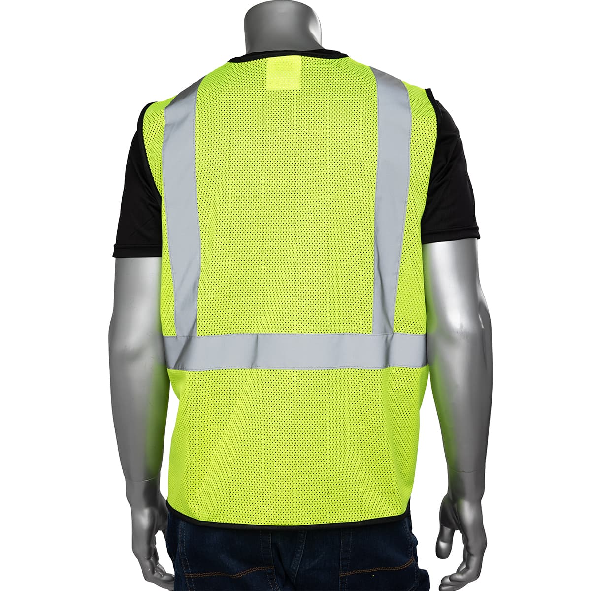 Type R Class 2 Black Bottom Mesh 3 Pocket Vest, Mic Tab, Zipper Closure
