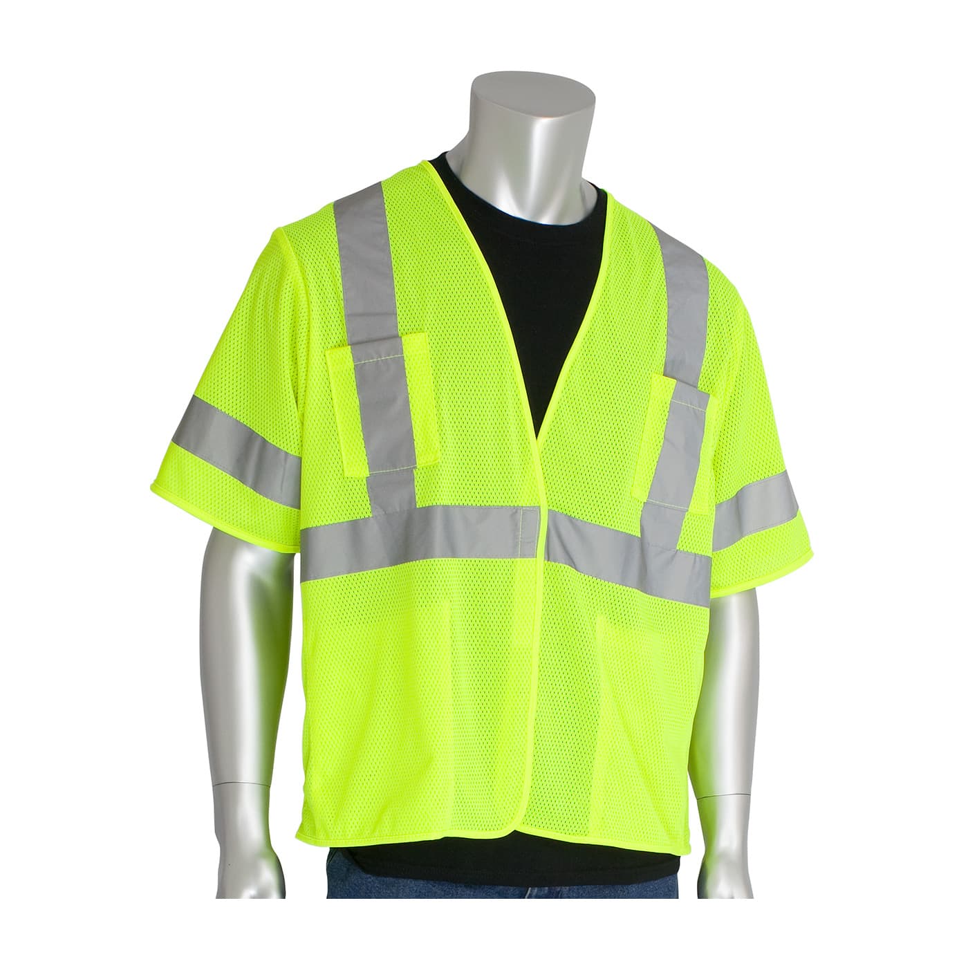Class 3 Mesh Vest, 4 Pockets, H&L Closure, 2In. Tape, Ly