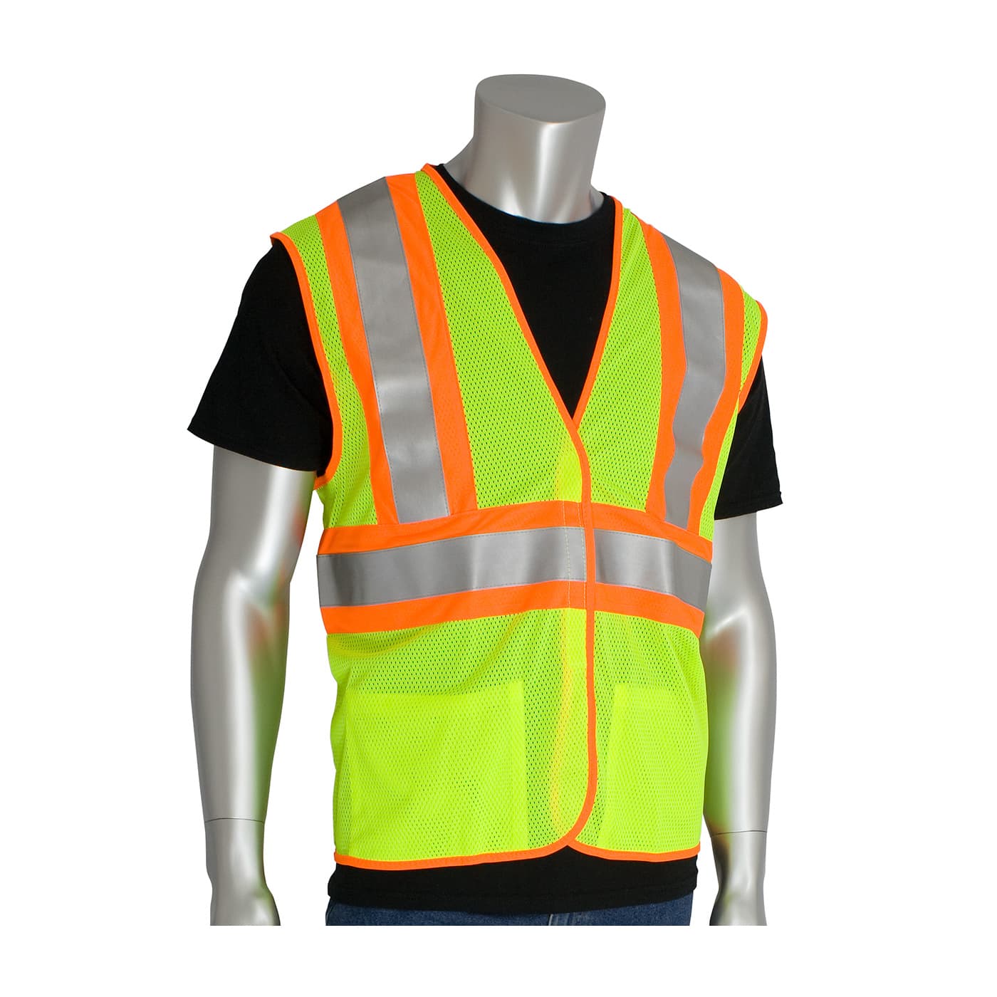 Class 2 Treated Poly, Mesh Vest H&L Closure, 2 Pocket, Fr Tape, Ly
