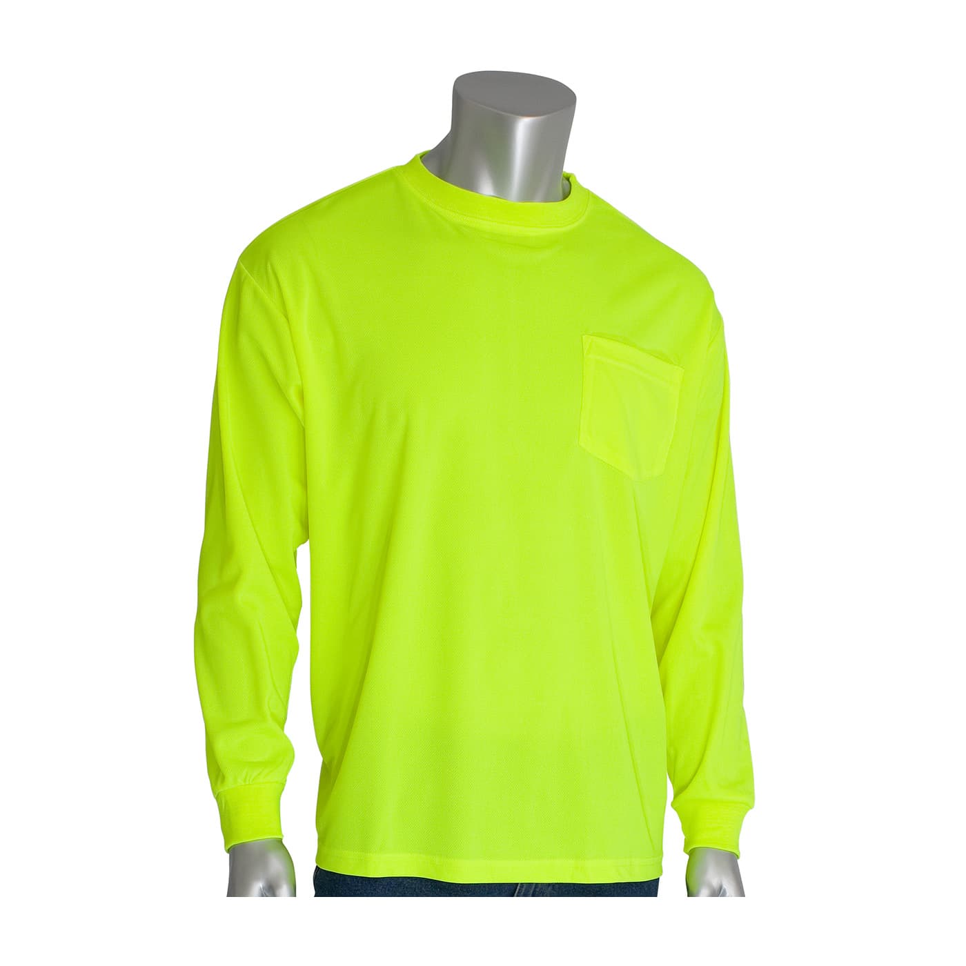 Non-Ansi, Long Sleeve T-Shirt, Crew Neck, Chest Pocket, Ly