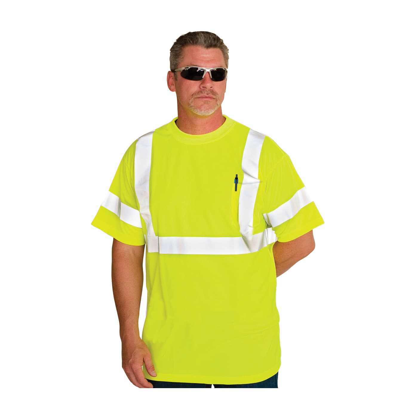 Class 3 Short Sleeve T-Shirt, Crew Neck, Chest Pocket, Or