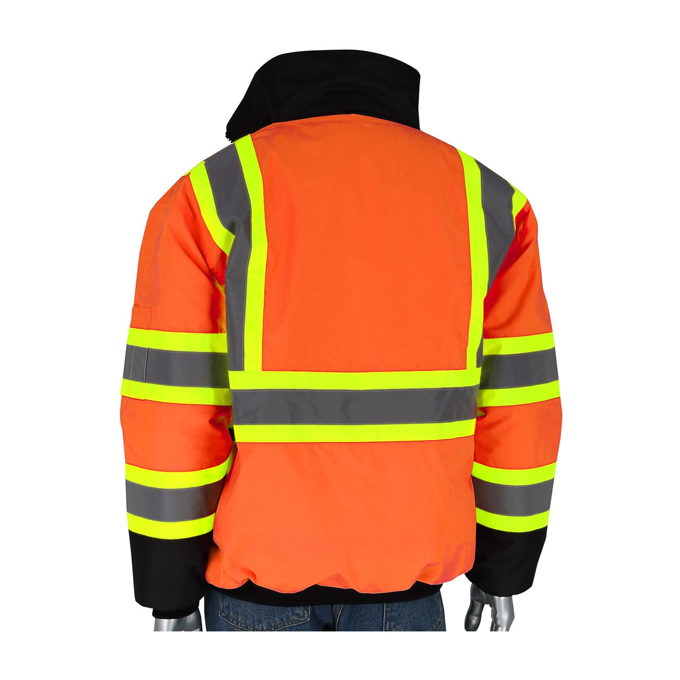 Class 3 Black Bottom Two Tone Tape Insul. Jacket, Zipper, Lime Yellow