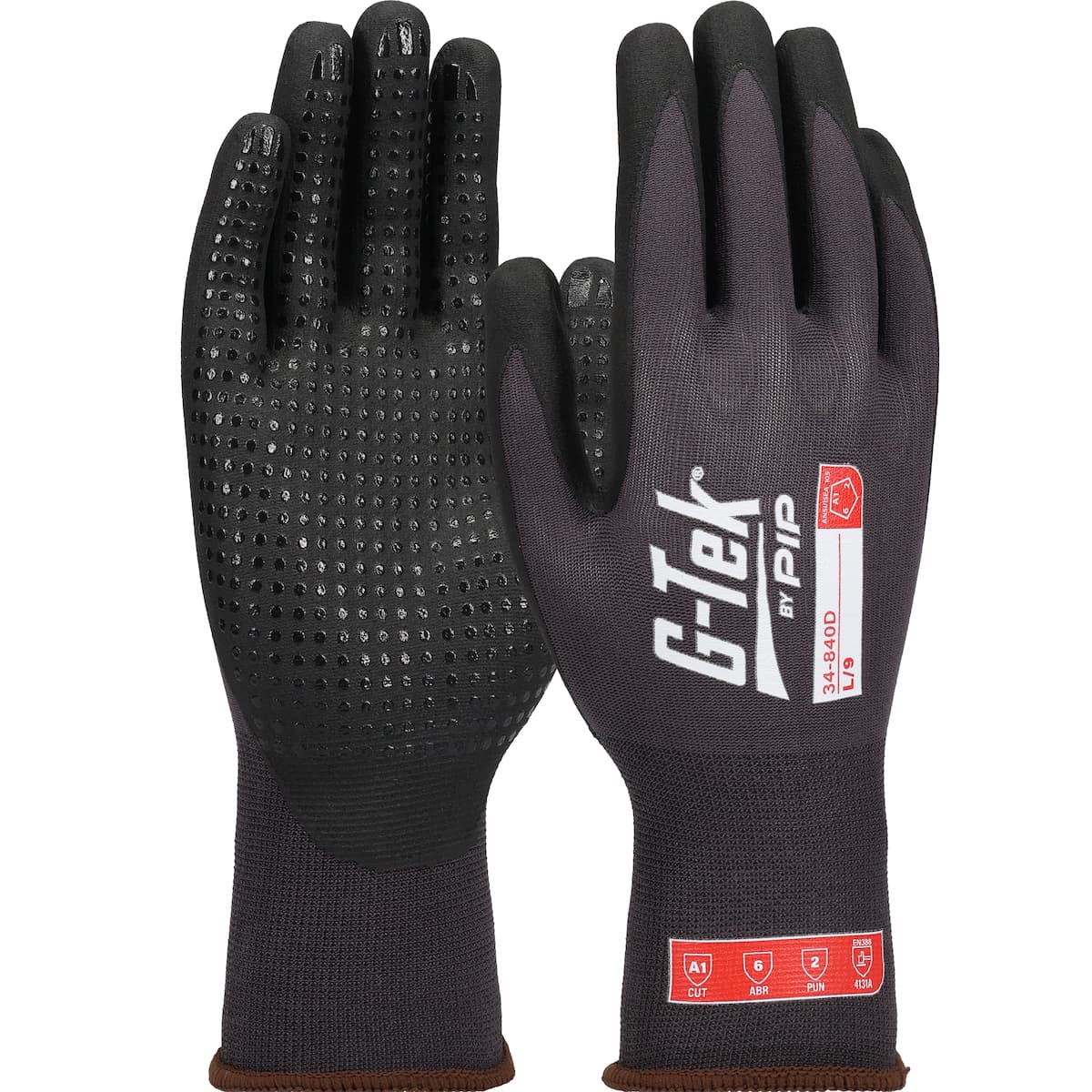 G-Tek Xtreme 15G Gray Nylon, Micro Nitrile Foam W/ Dots, Touchscreen