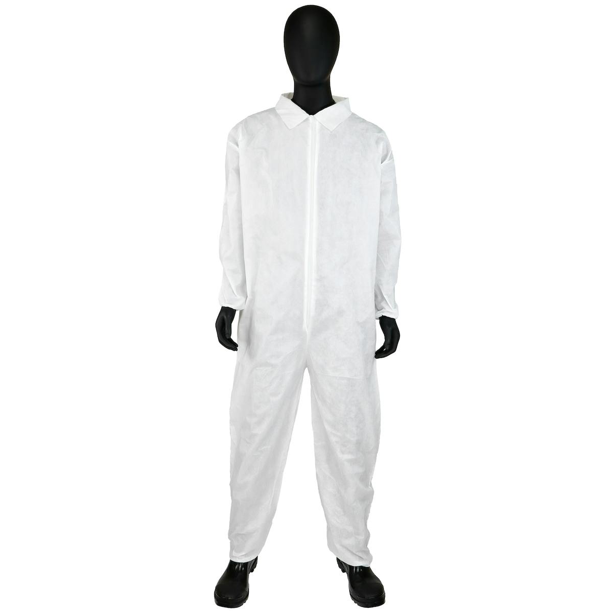 PE Laminate Coverall with Elastic Wrist & Ankle, 47 gsm, White (3402)