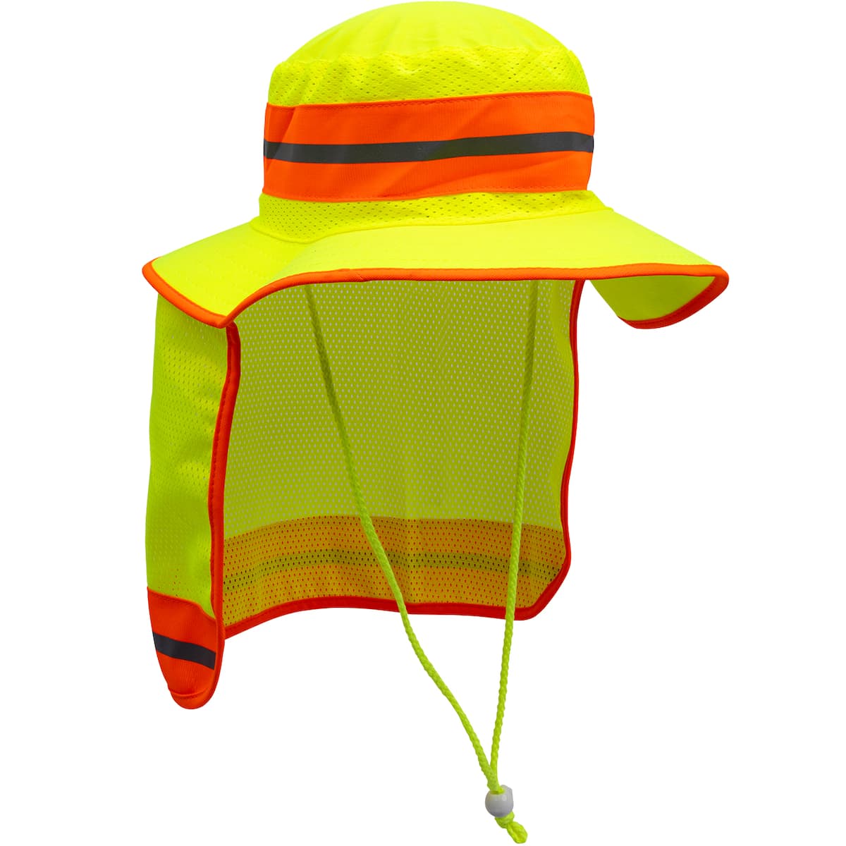 Ansi Compliant Hi-Vis And Reflective Material Ranger Style Hat W Mesh Neck Shade
