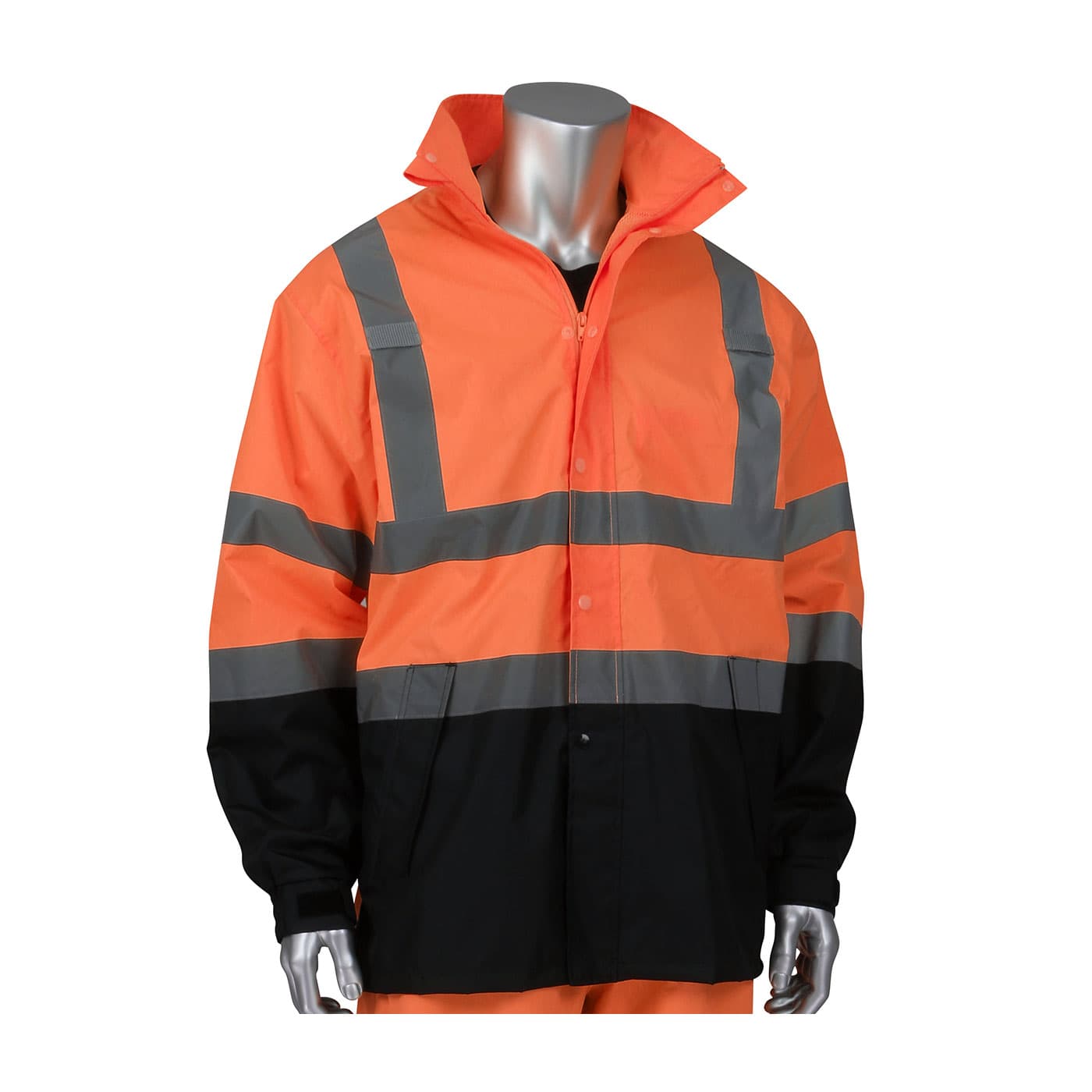 R3 Ripstop Black Bottom Rain Jacket 3 Pockets,Adj.Hood,Mic Tabs, Zipper