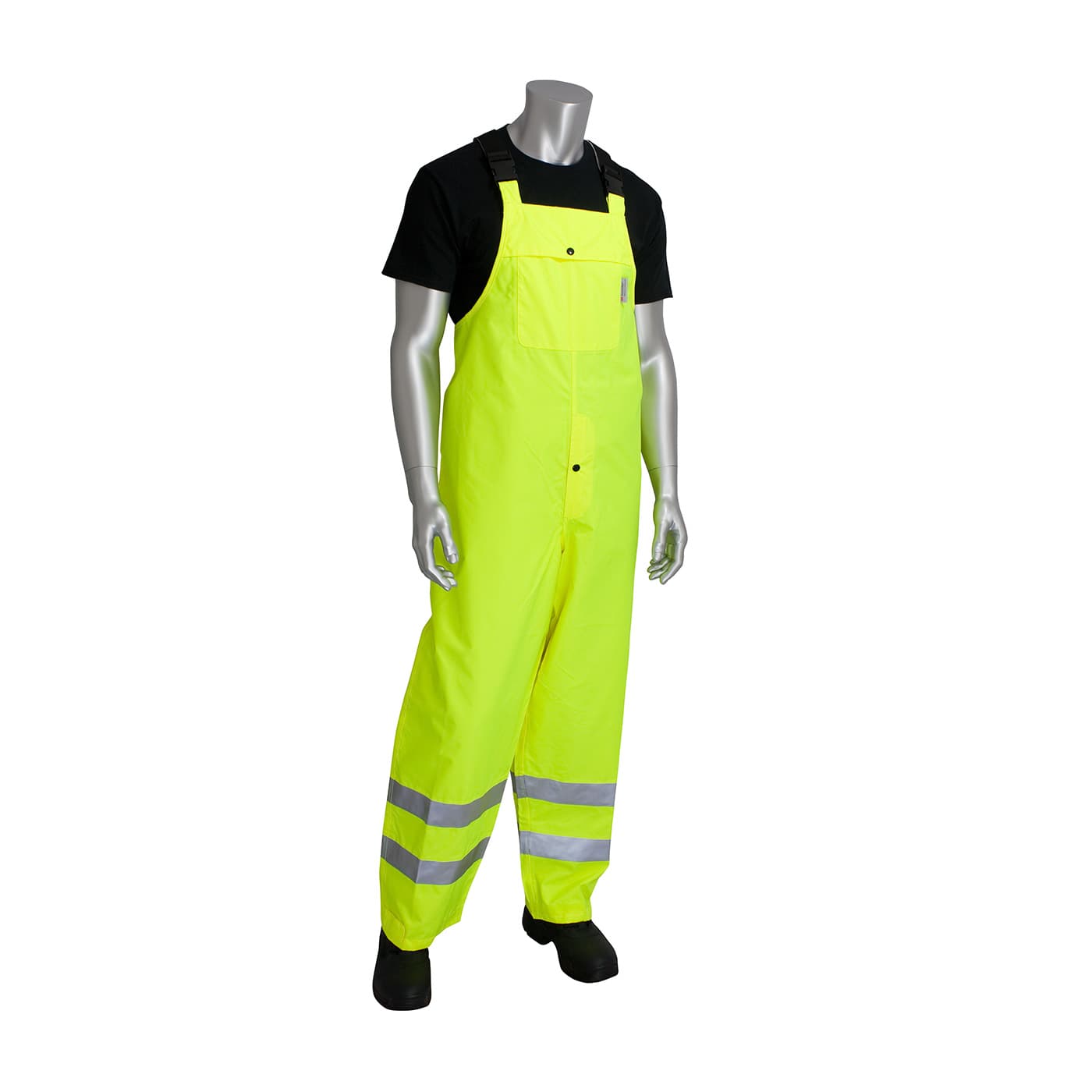 Class E Rain Bib Pant, W/B Pu Ctd, High Back With Sus., 2In. Tape, Or