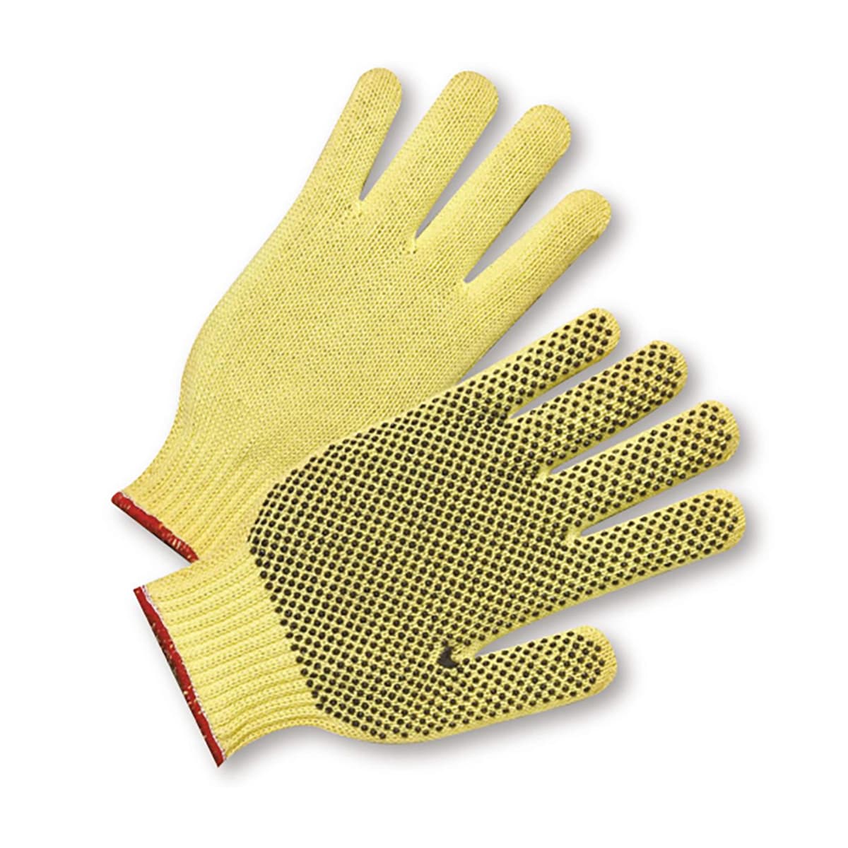 Seamless Knit DuPont Kevlar Glove with PVC Dot Grip - Light Weight, Yellow (35KD) - L