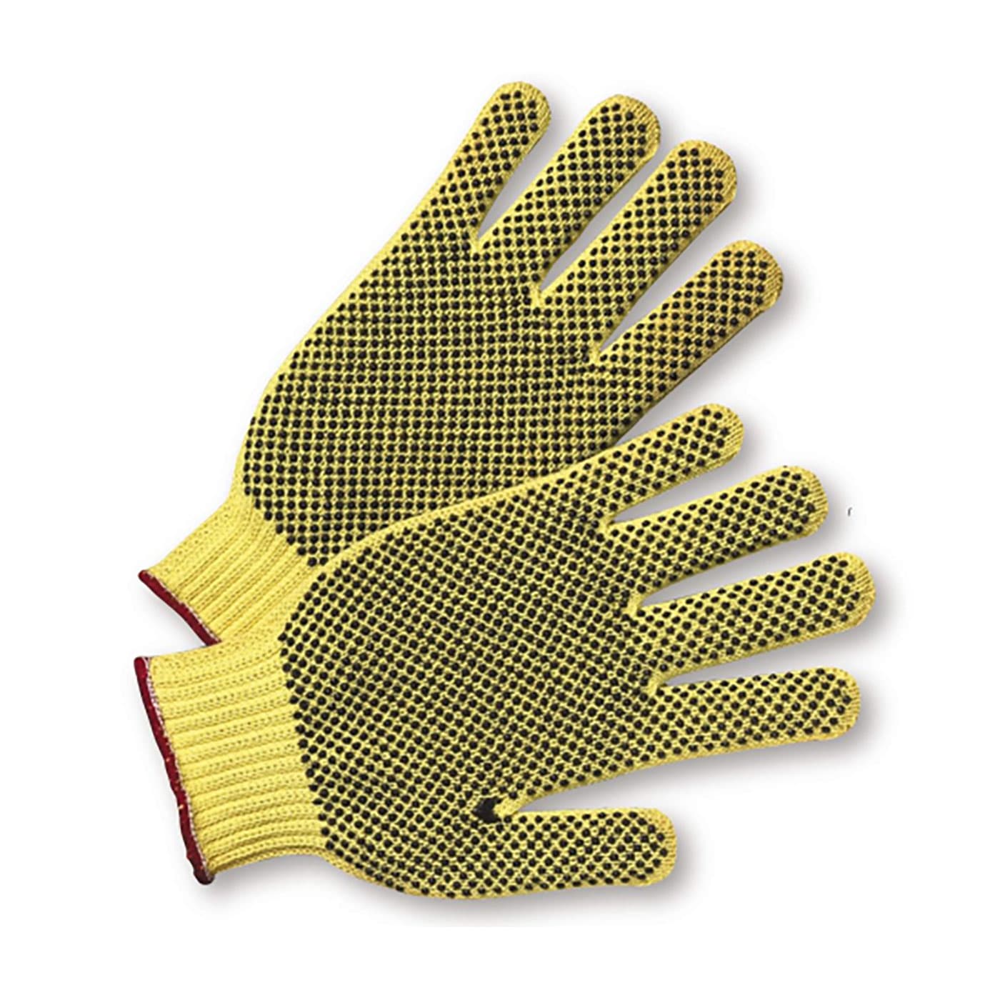 Seamless Knit DuPont Kevlar Glove with Double-Sided PVC Dot Grip - Ladies', Yellow (35KDBSL) - LADIES