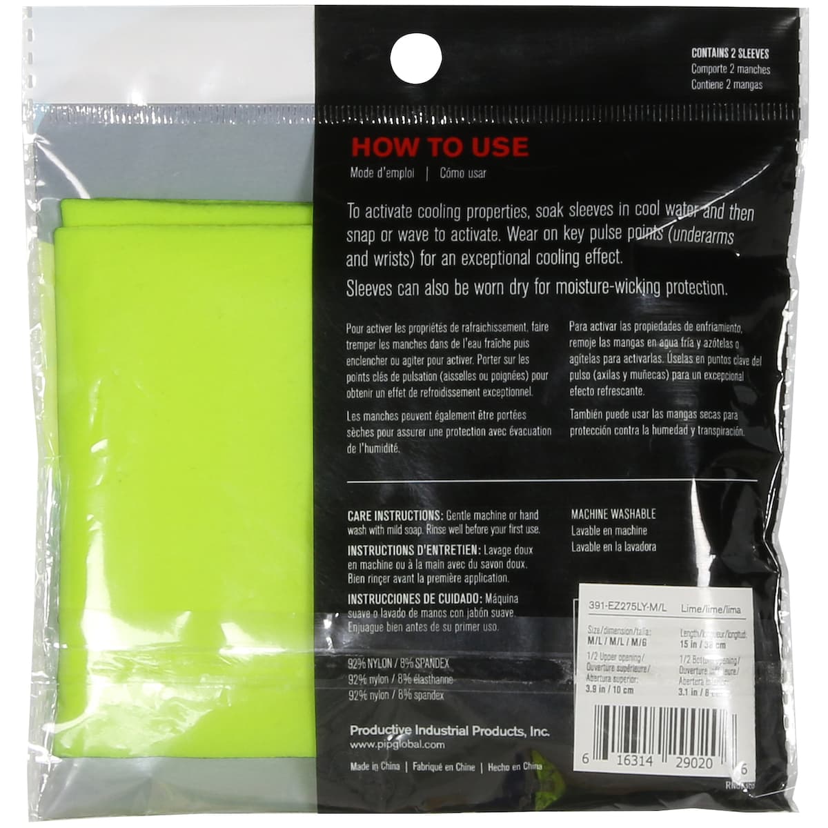 Evap. Cooling Sleeves, Upf 40+, Durable Stretch, Air Permeable, Bk