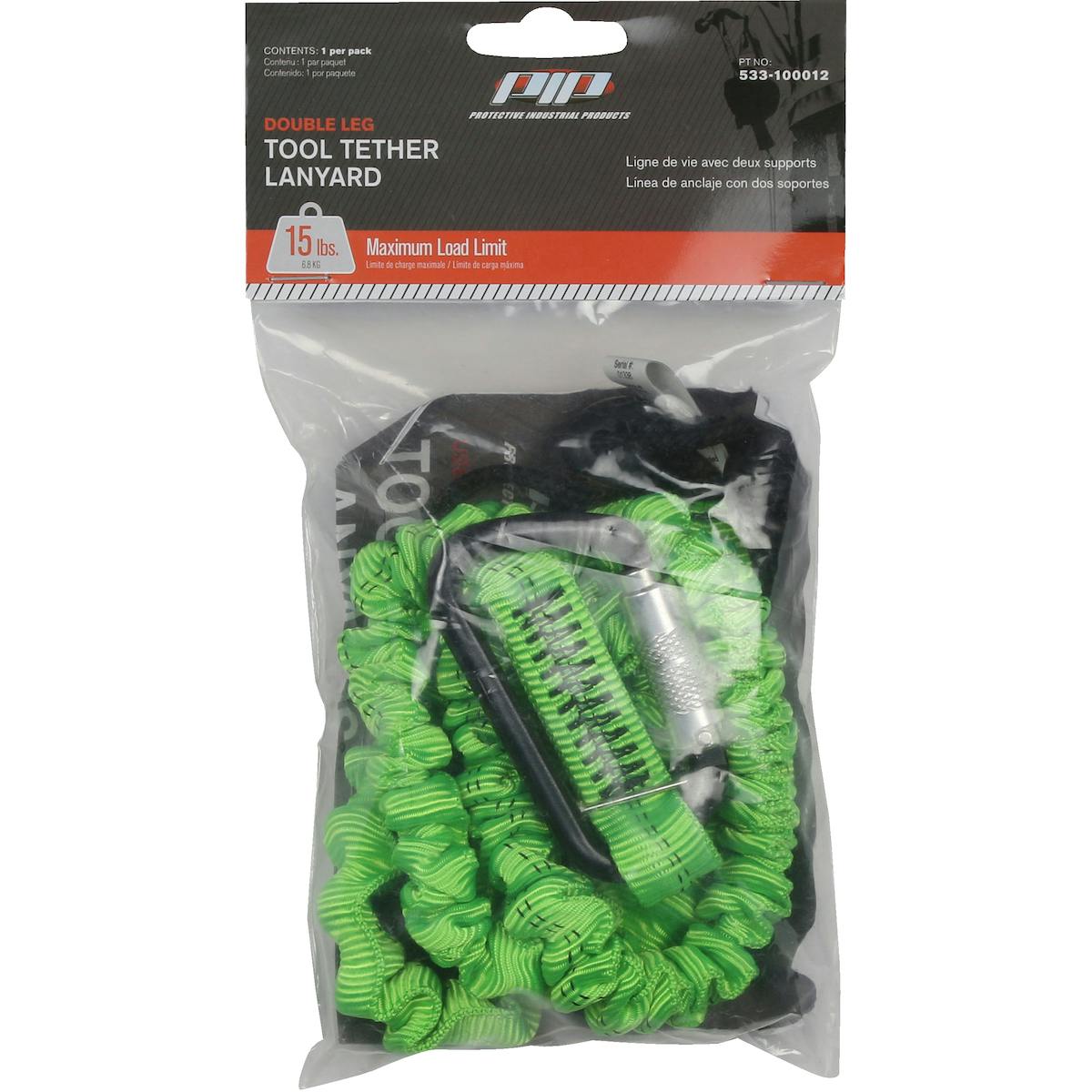 Double Leg Tool Tethering Lanyard - 10 lbs. maximum load limit - Retail Packaged, Green (533-100012) - OS_0