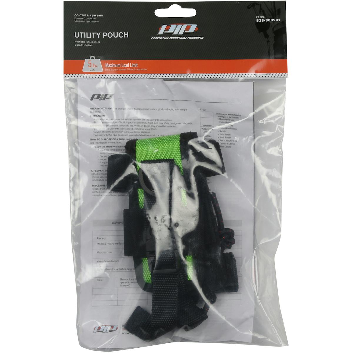 Tool Tethering Utility Pouch - 5 lbs. maximum load limit - Retail Packaged, Green (533-300201) - OS_0